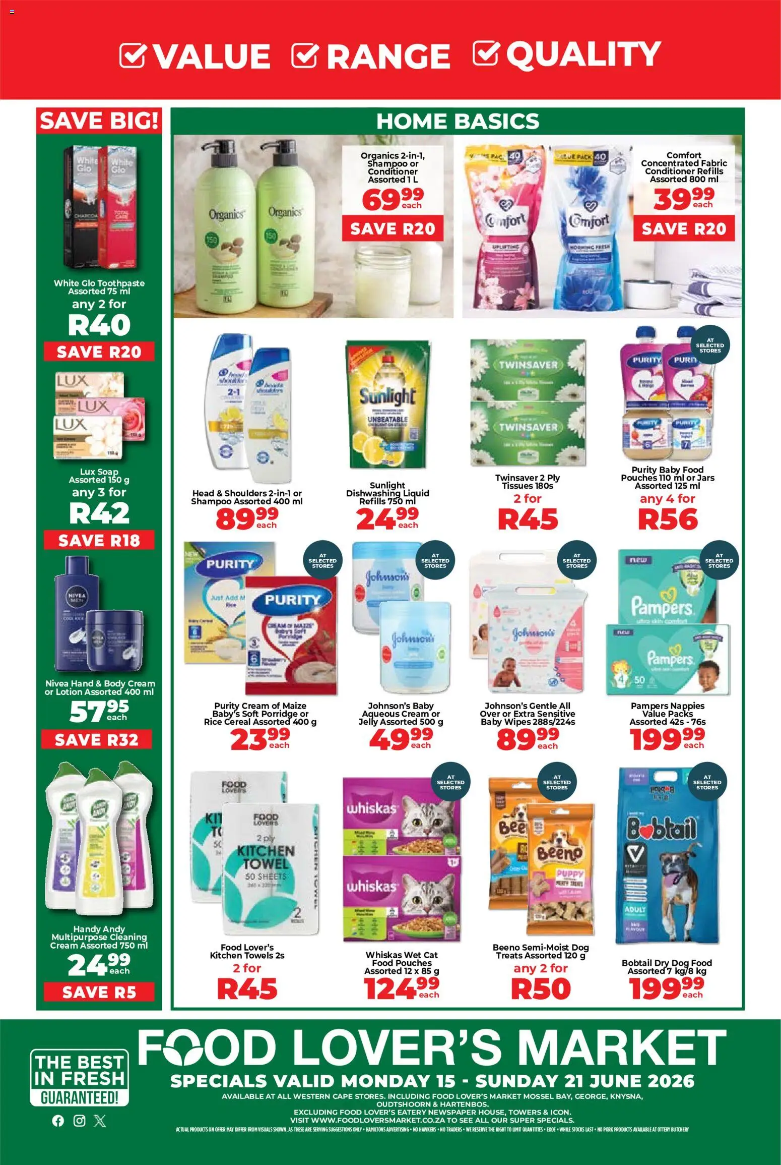 New Food Lover's Market catalogue – valid from 15.06.2026 | Page: 6 | Products: Towel, Pork, Dog food, Lotion