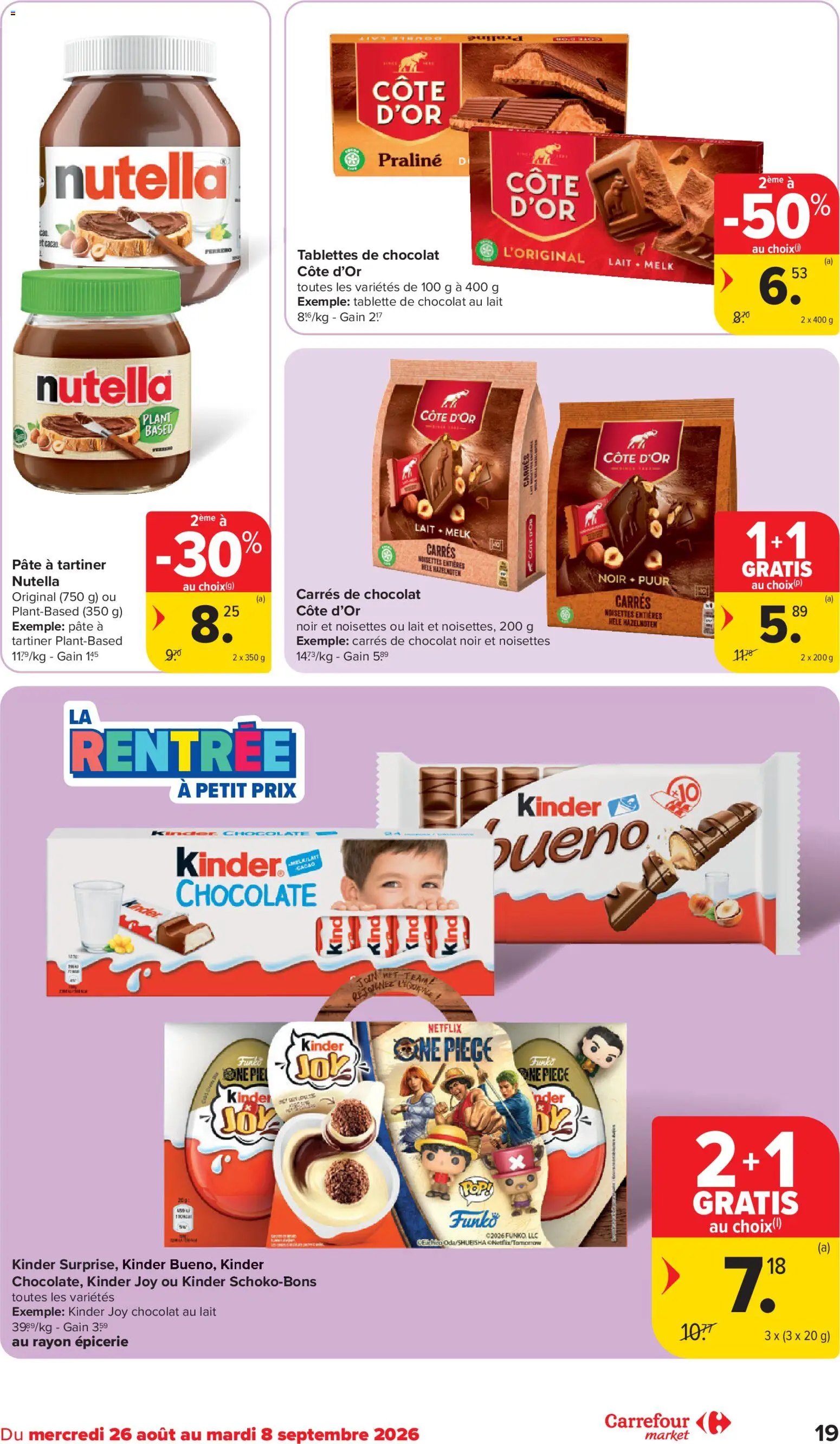 {H1} | Pagina: 19 | Producten: Kinder, Pâté, Hazelnoten, Melk