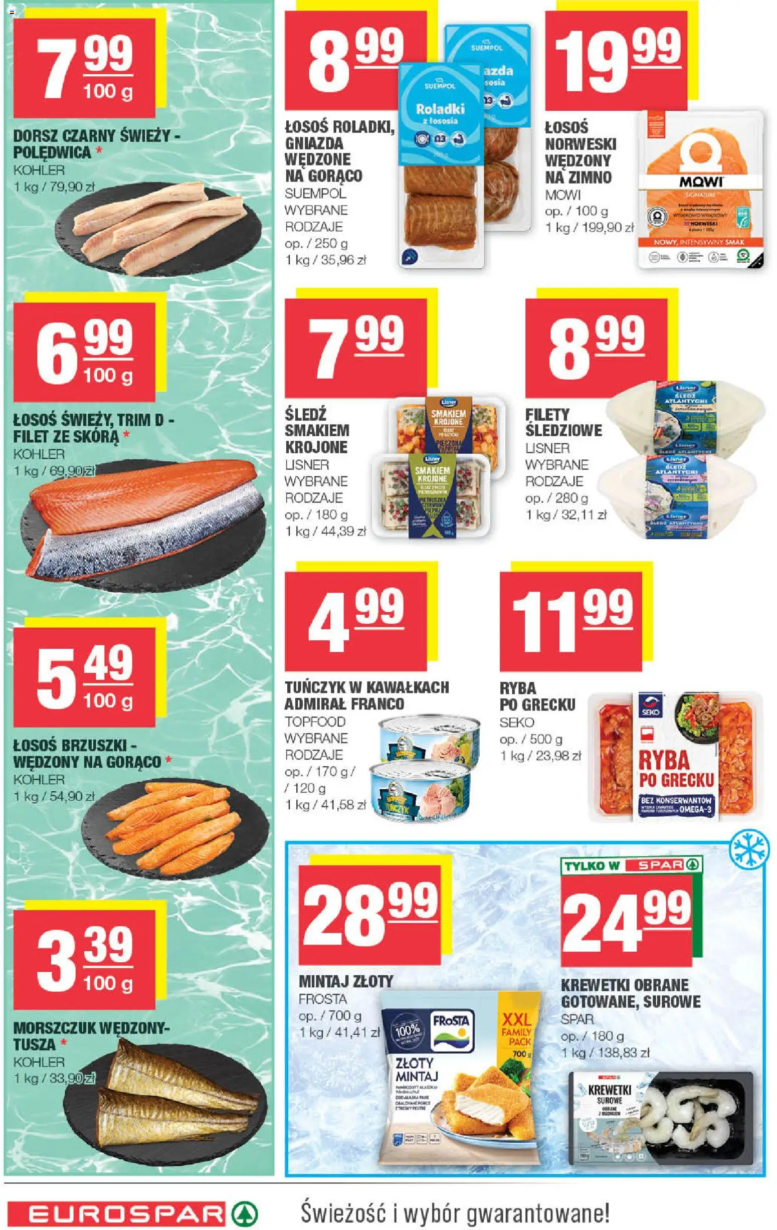 Spar gazetka - Eurospar od 07.10.2026 | Strona: 8 | Produkty: Świeży łosoś, Mintaj, Morszczuk, Ryba