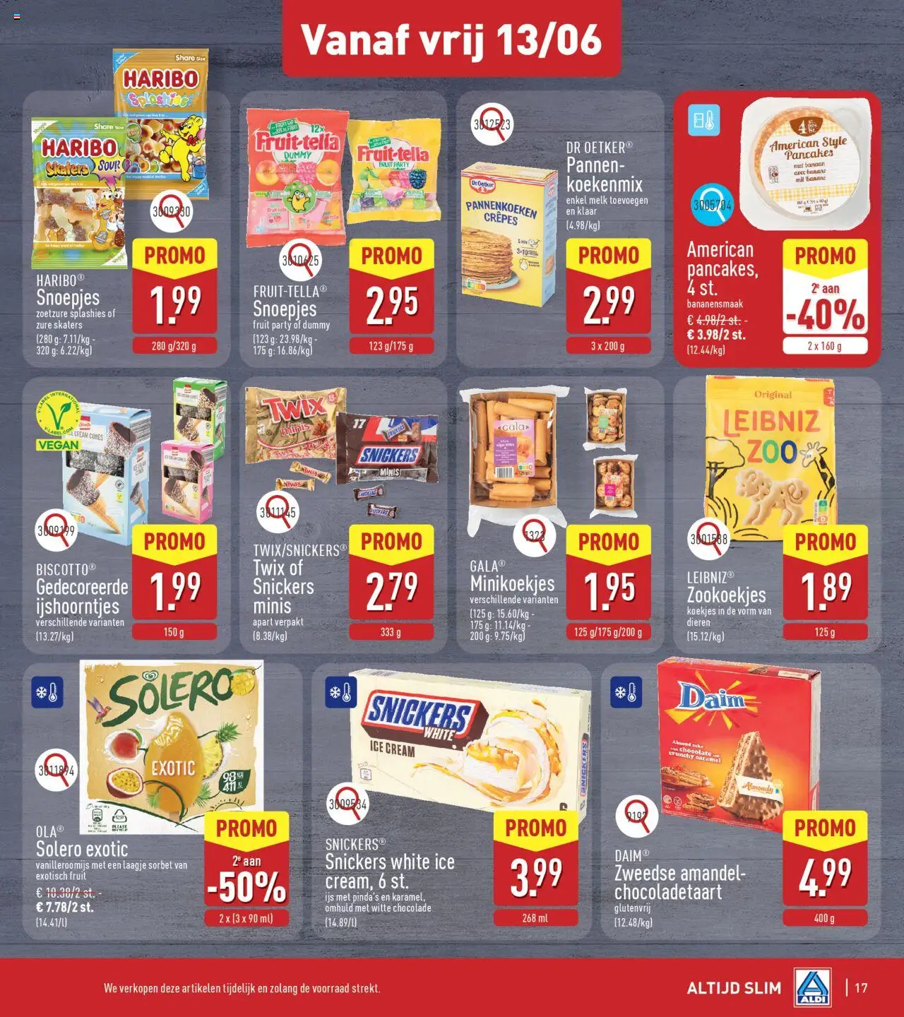 {H1} | Pagina: 17 | Producten: Pannenkoeken, Snickers, Cake, Banaan