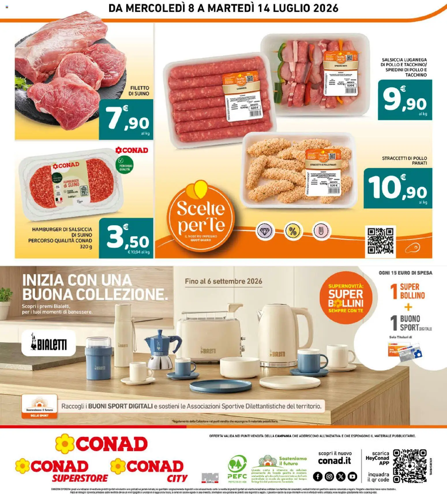 Volantino Conad del 08/07/2026 | Pagina: 8 | Prodotti: Pollo, Tè, Tacchino, Hamburger