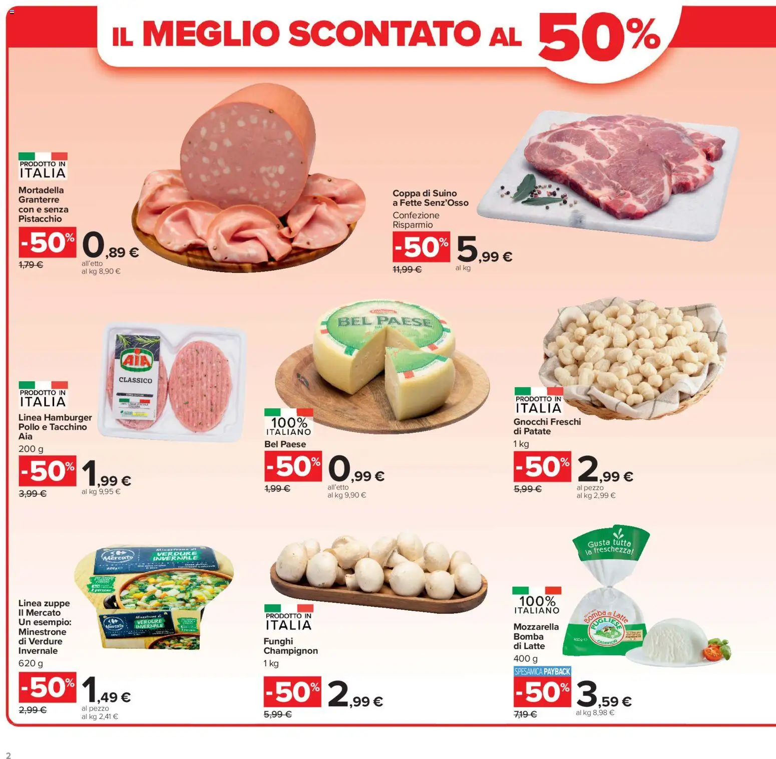 Volantino Carrefour del 29/09/2026 | Pagina: 2 | Prodotti: Pistacchio, Mozzarella, Latte, Gnocchi