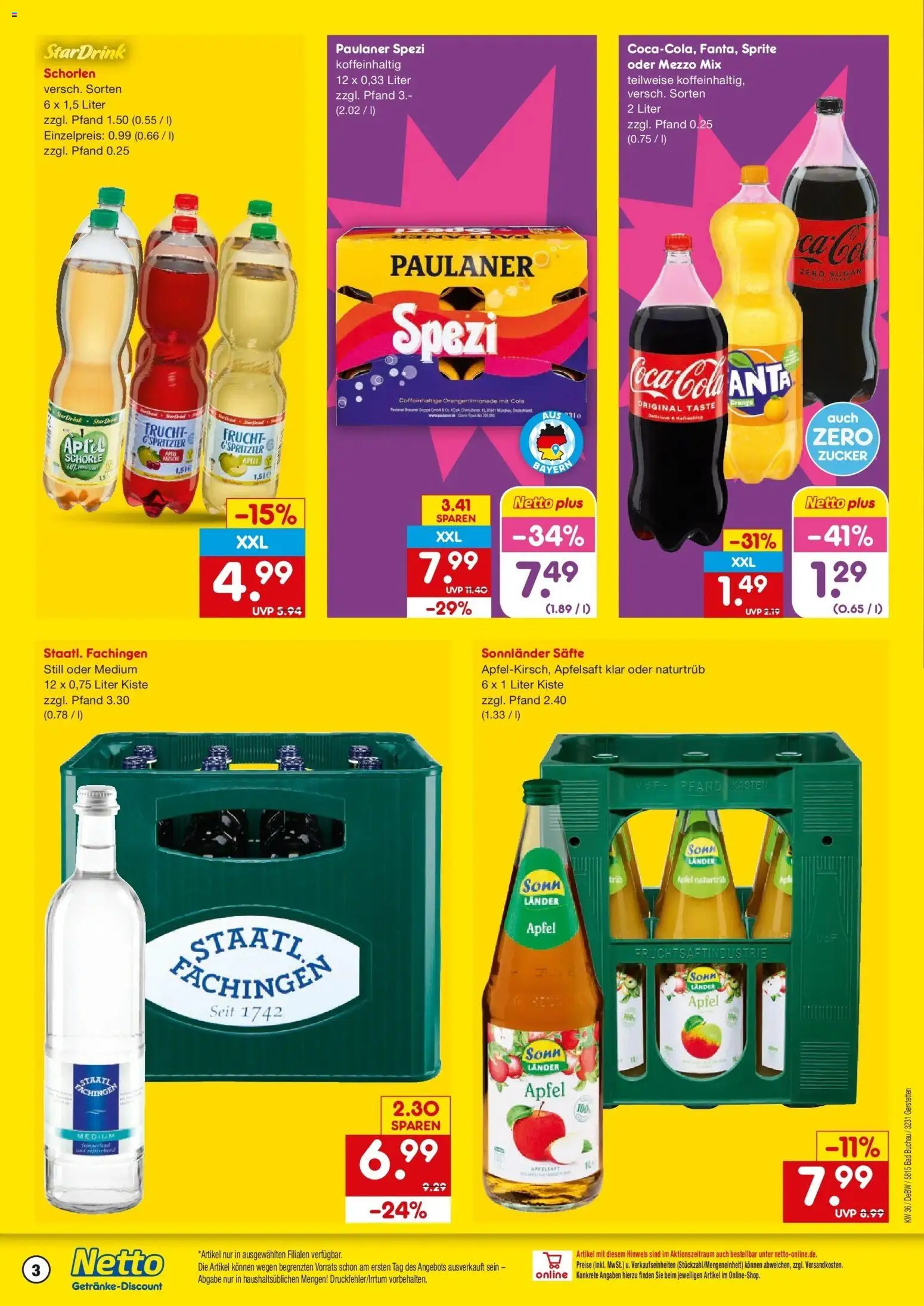 Netto Marken-Discount Prospekt Gerstetten – gültig ab 31.08.2026 | Seite: 3 | Produkte: Mezzo mix, Sprite, Paulaner spezi, Äpfel