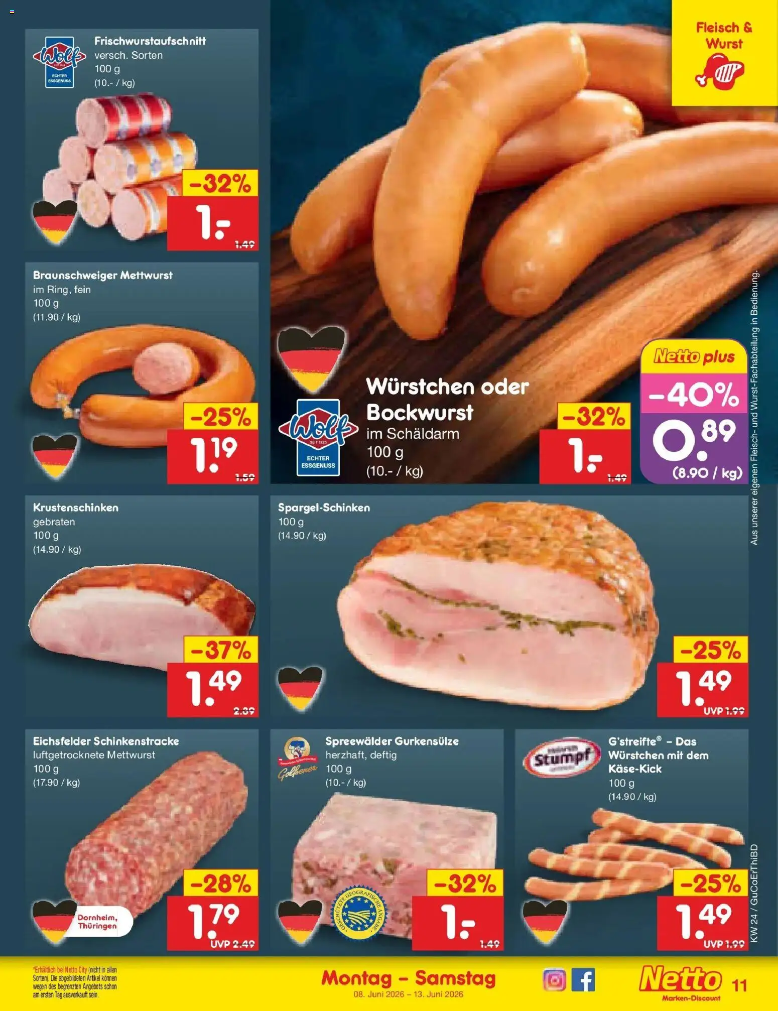 Netto Marken-Discount Prospekt Thiendorf – gültig ab 08.06.2026 | Seite: 17 | Produkte: Bockwurst, Wurst, Fleisch
