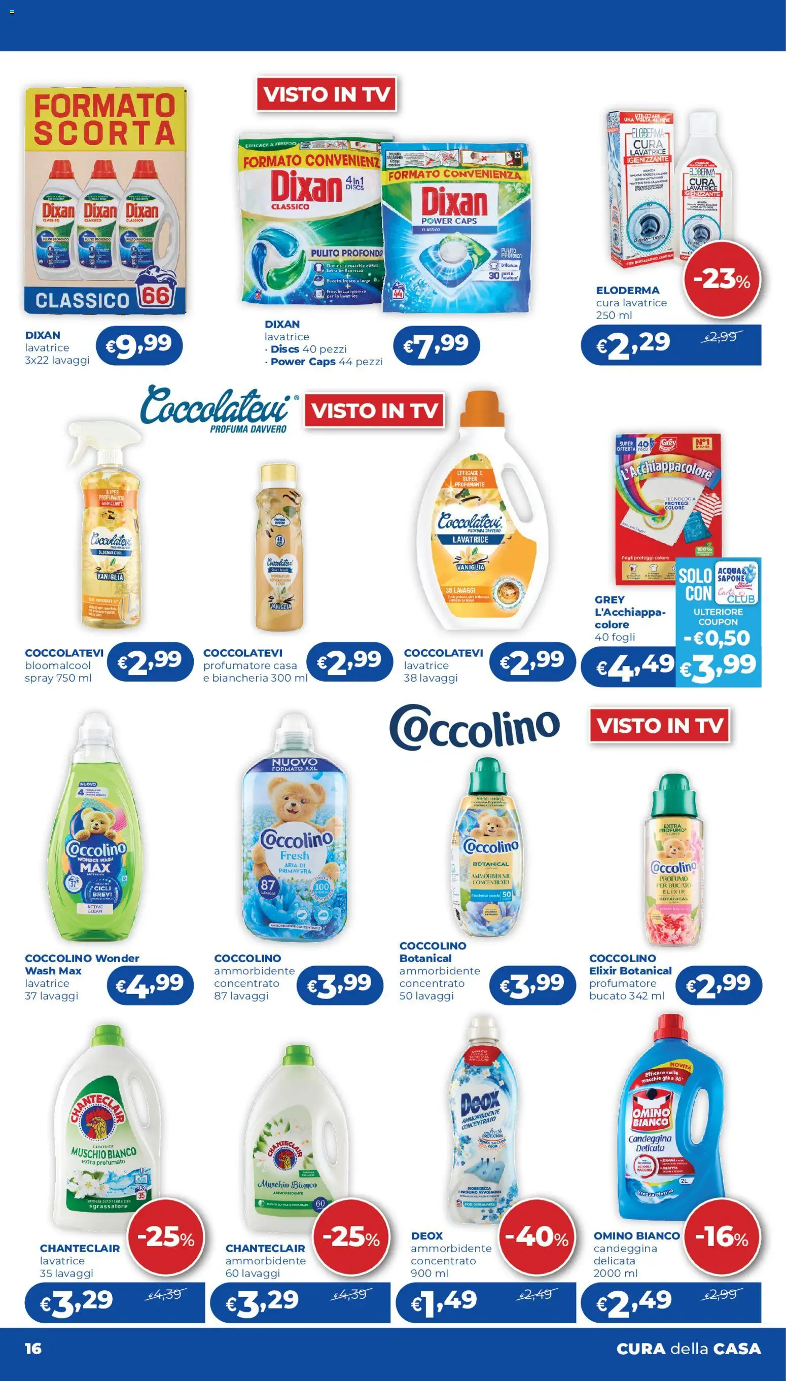 Volantino Acqua e Sapone del 24/09/2026 | Pagina: 16 | Prodotti: Sapone, Ammorbidente, Candeggina, Lavatrice