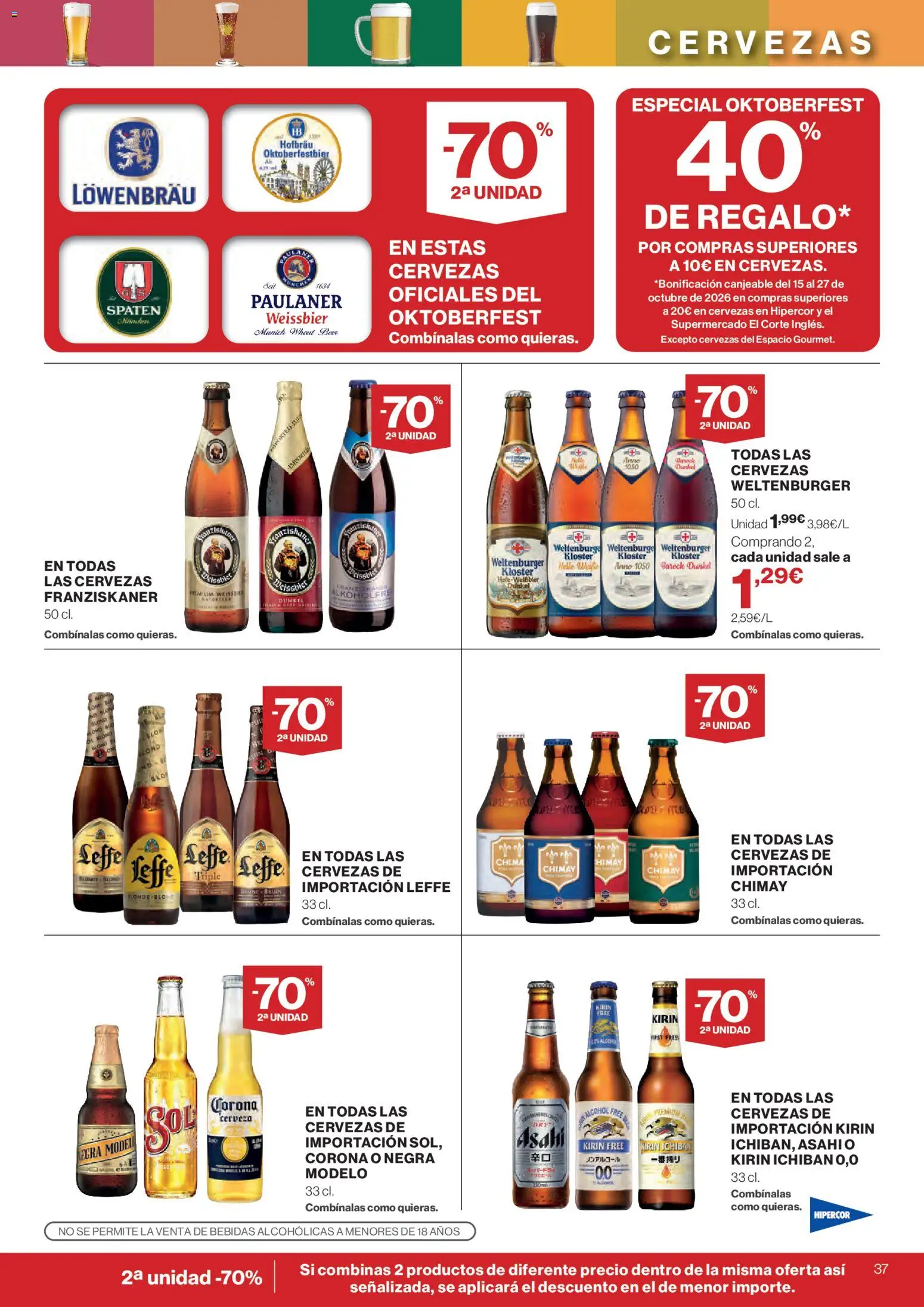 Hipercor catálogo │ válido desde el 24/09/2026 | Página: 37 | Productos: Cerveza, Bebidas