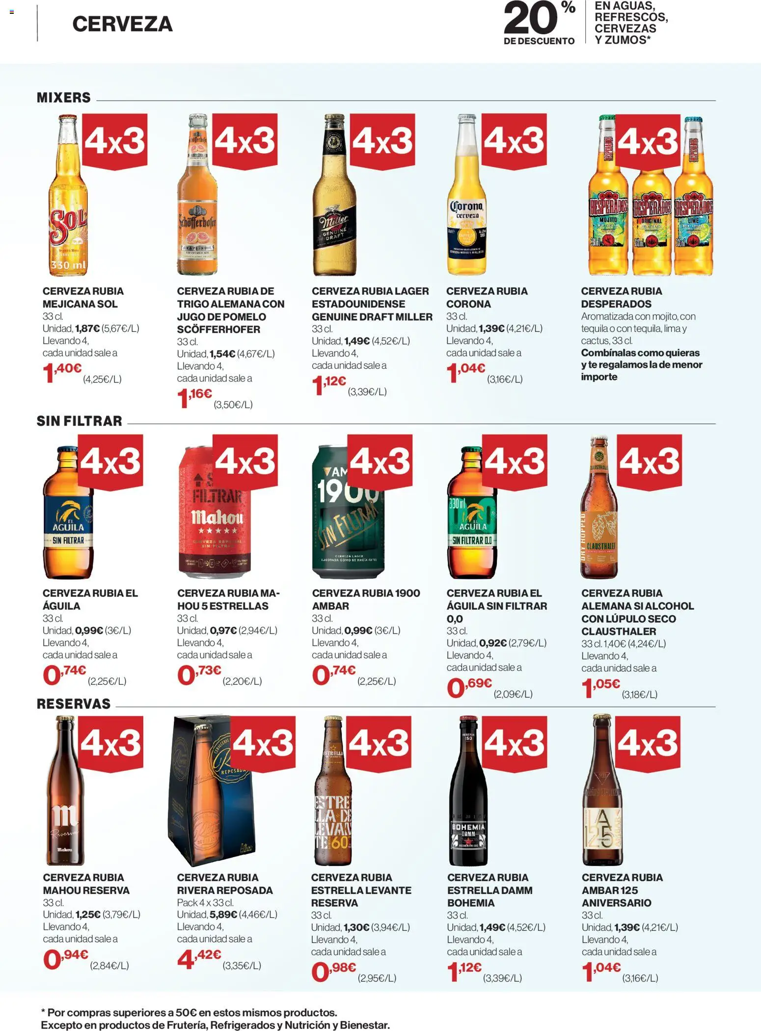 Hipercor - Bebidas Refrescantes │ válido desde el 04.06.2026 | Página: 5 | Productos: Jugo, Cerveza, Té, Παρμεζάνα