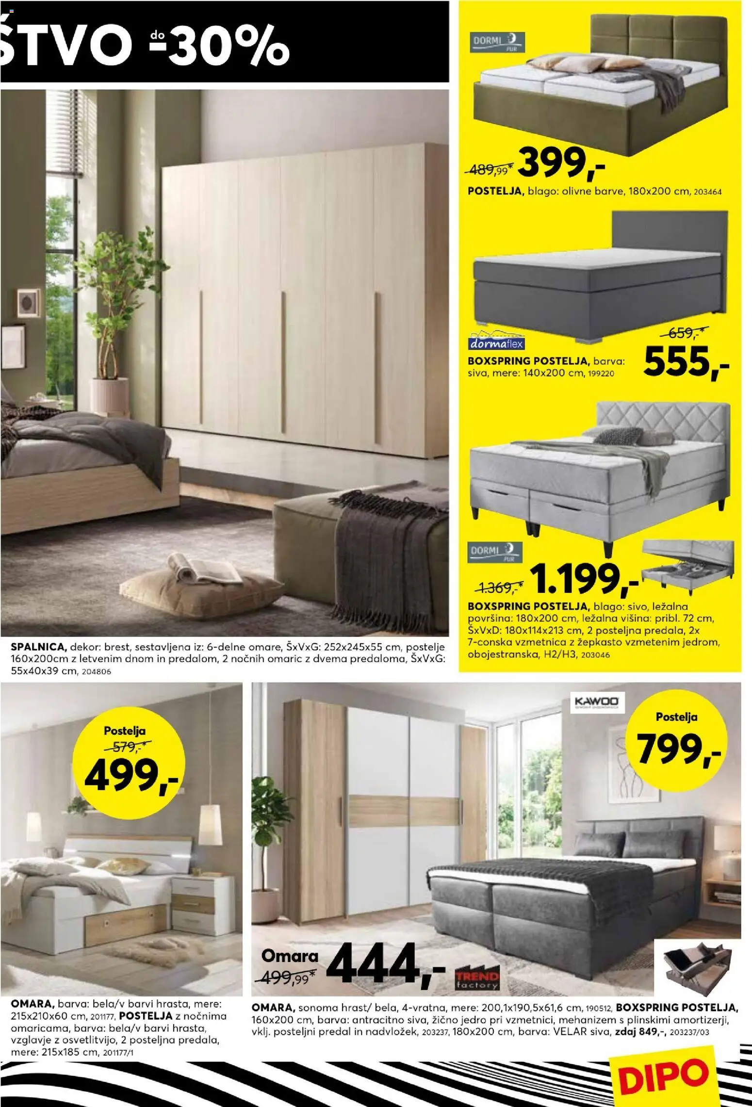 Novi Dipo katalog ponudbe – veljaven od 02.09.2026 | Stran: 11 | Izdelki: Postelja, Vzmetnica, Omara, Barva