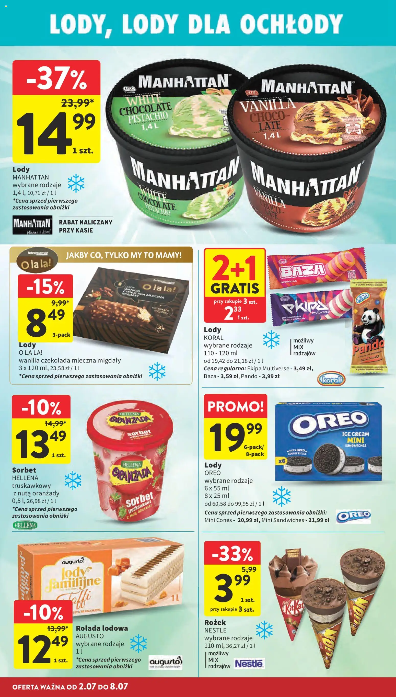 Intermarche gazetka od 02.07.2026 | Strona: 22 | Produkty: Czekolada mleczna, Sorbet, Czekolada, Lody