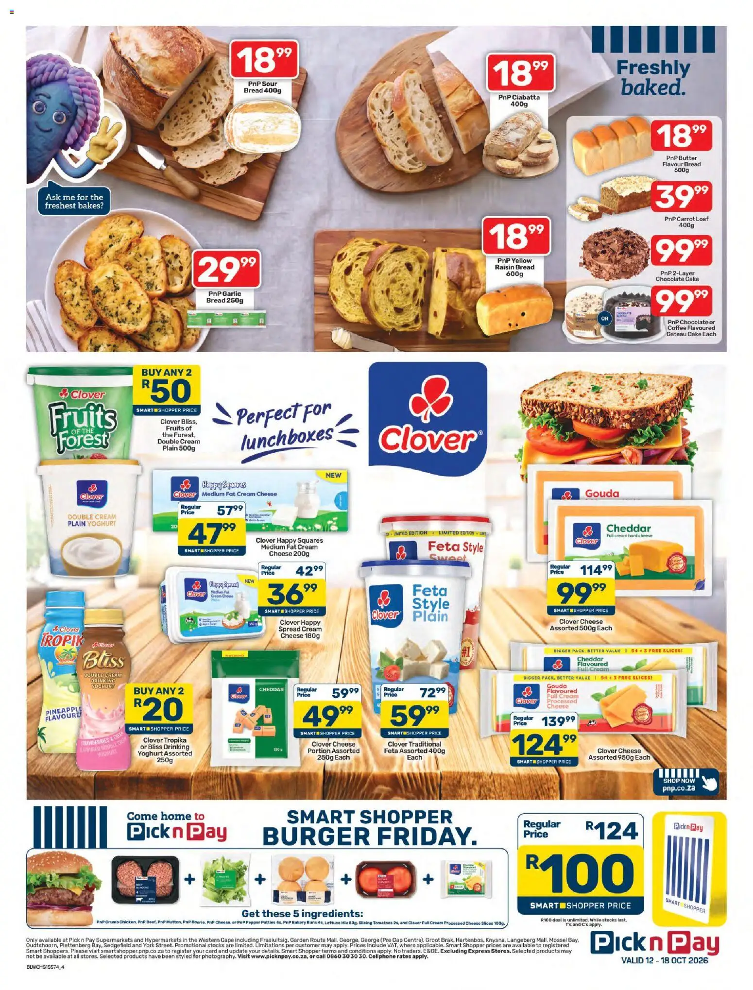New Pick n Pay catalogue – valid from 12/10/2026 | Page: 4 | Products: Hard cheese, Bread, Strawberries, Pepper