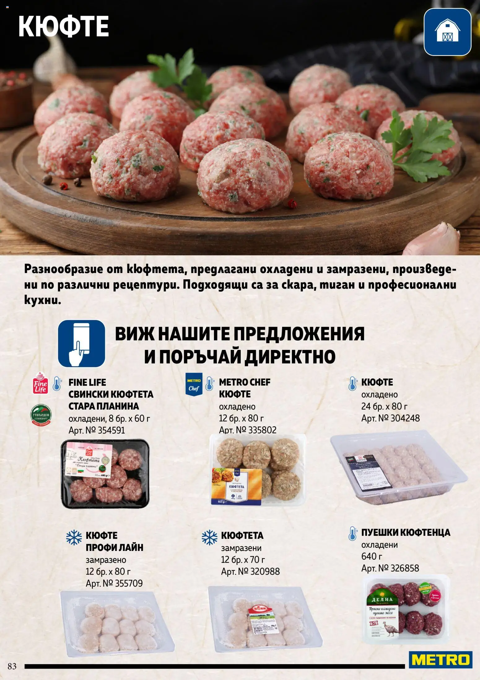 {H1} | Страница: 83 | Продукти: Тиган, Кюфтета, Месо