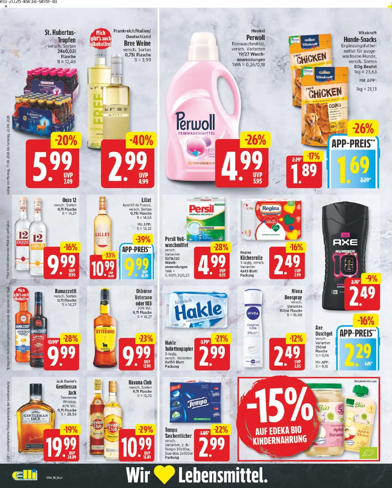Elli Markt Prospekt Delbrück – gültig ab 17.08.2026 | Seite: 18 | Produkte: Bree, Duschgel, Ramazzotti, Küchenrolle