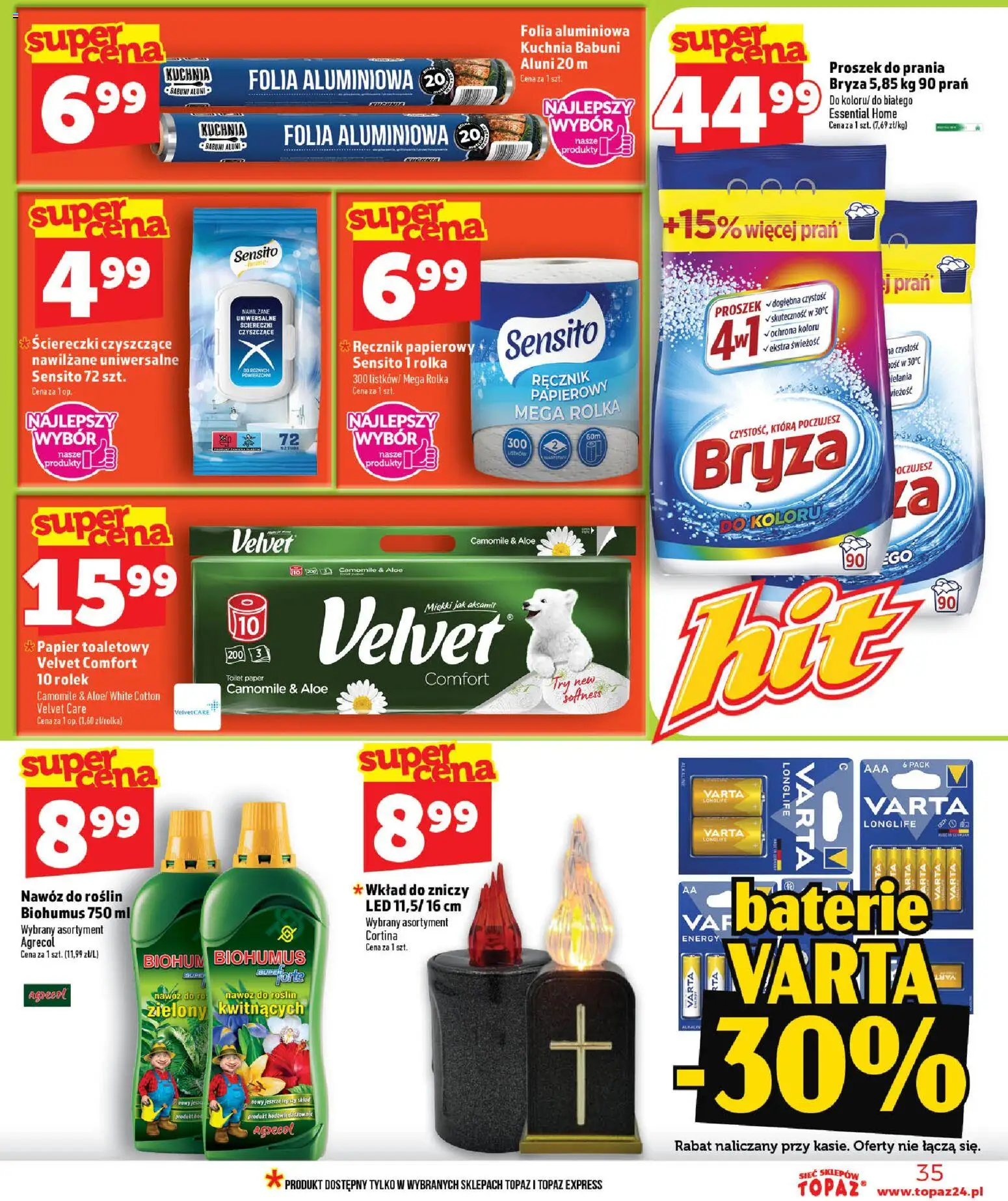 Topaz gazetka od 16.07.2026 | Strona: 35 | Produkty: Folia aluminiowa, Papier toaletowy, Ściereczki, Folia