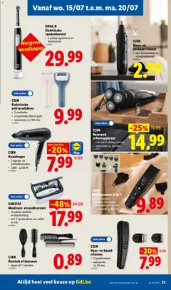 CIEN Haardroger, 2 warmte- en snelheidsstanden, 1.800 - 2.200 W - Voorbeeld van een folder van Lidl, geldig van 13/07/2026 | Pagina: 23 | Producten: Scheerapparaat, Elektrische tandenborstel, Trimmer, Haardroger