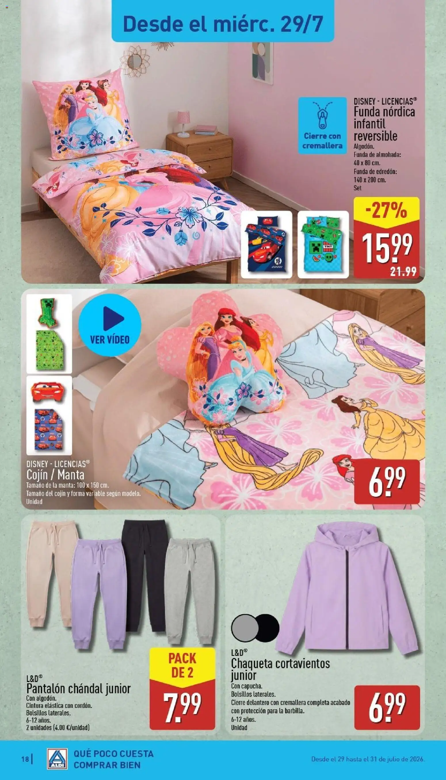 Aldi folleto Canarias │ válido desde el 27/07/2026 | Página: 18 | Productos: Chaqueta, Video, Funda, Almohada