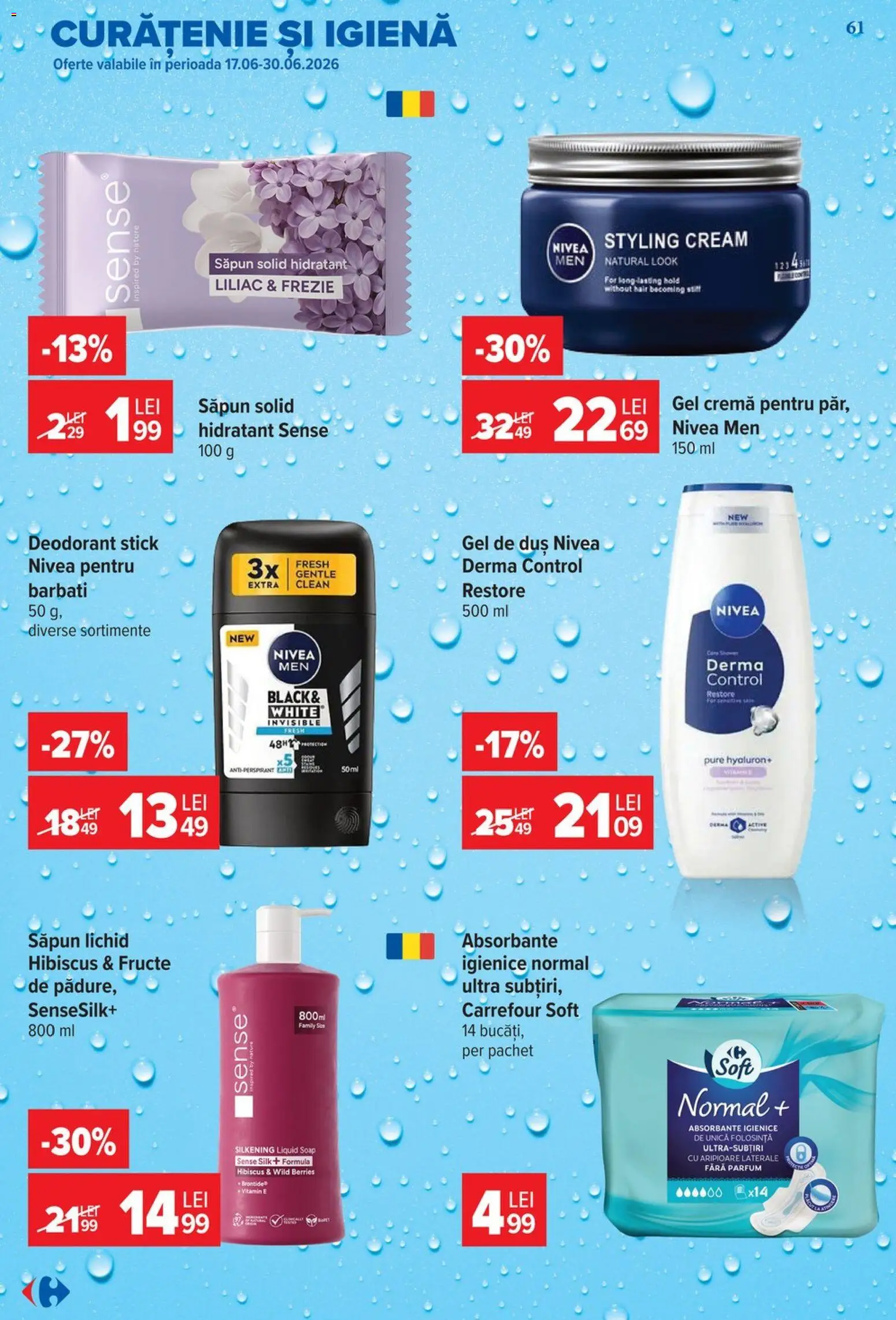 Noul catalog Carrefour – valabil de la 24.06.2026 | Pagină: 61 | Produse: Pomelo, Duș, Săpun, Deodorant