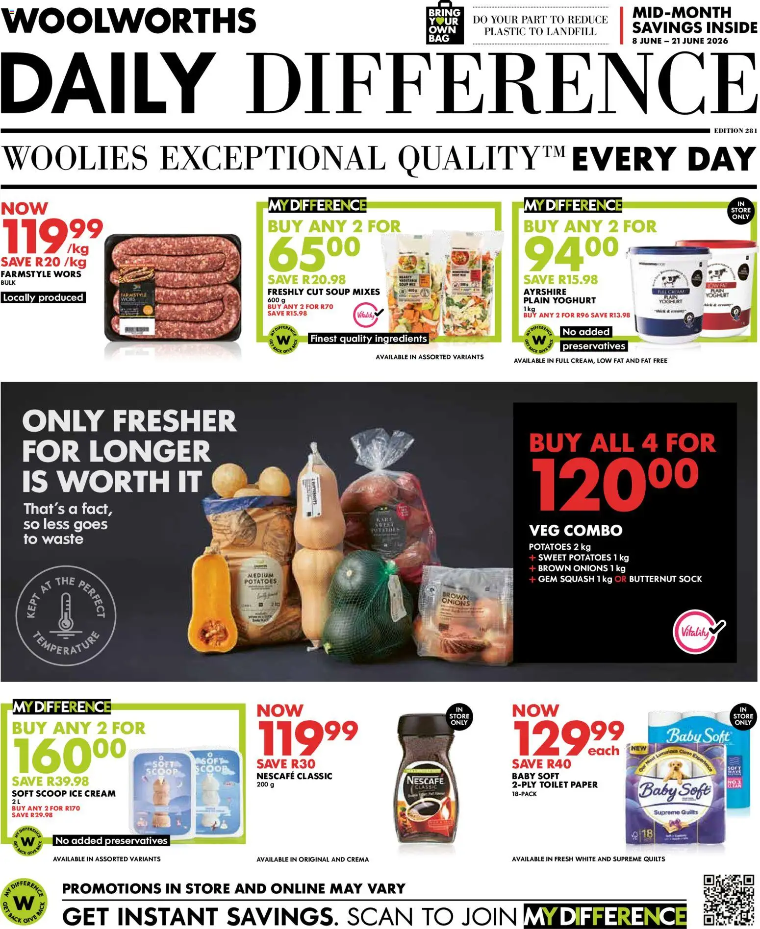 New Woolworths catalogue – valid from 08.06.2026 | Page: 1 | Products: Desmaquilante, Cream, Soup, Toilet paper