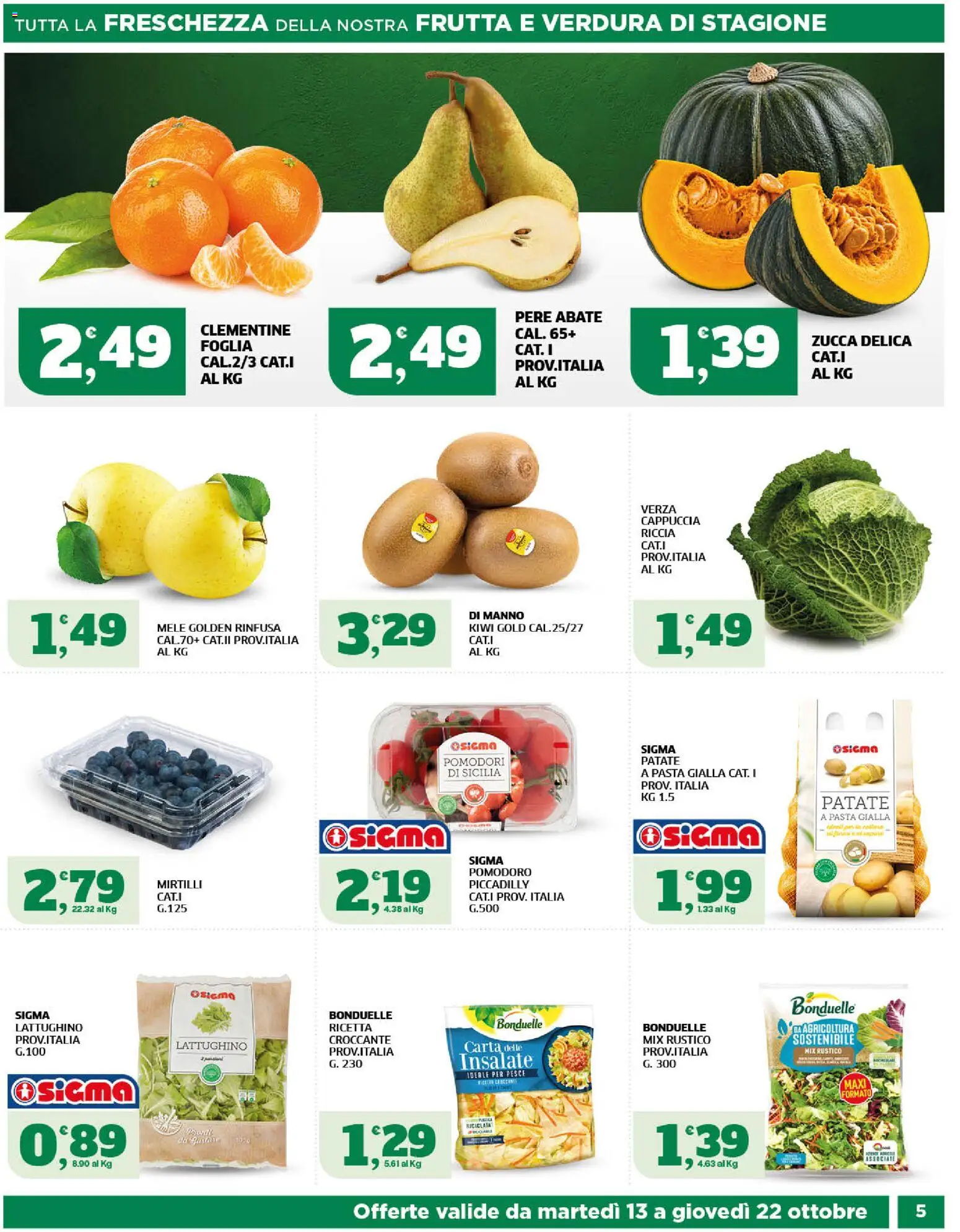 Volantino SIGMA del 13/10/2026 | Pagina: 5 | Prodotti: Mele, Pesce, Patate, Frutta