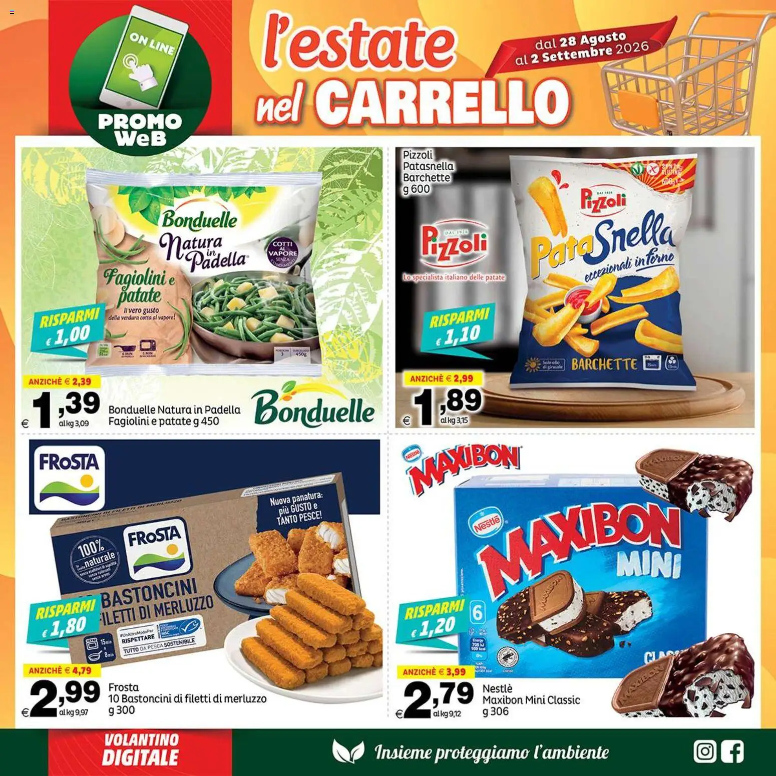 Volantino Elite Supermercati del 28/08/2026 | Pagina: 4 | Prodotti: Pesce, Merluzzo, Patate, Carrello