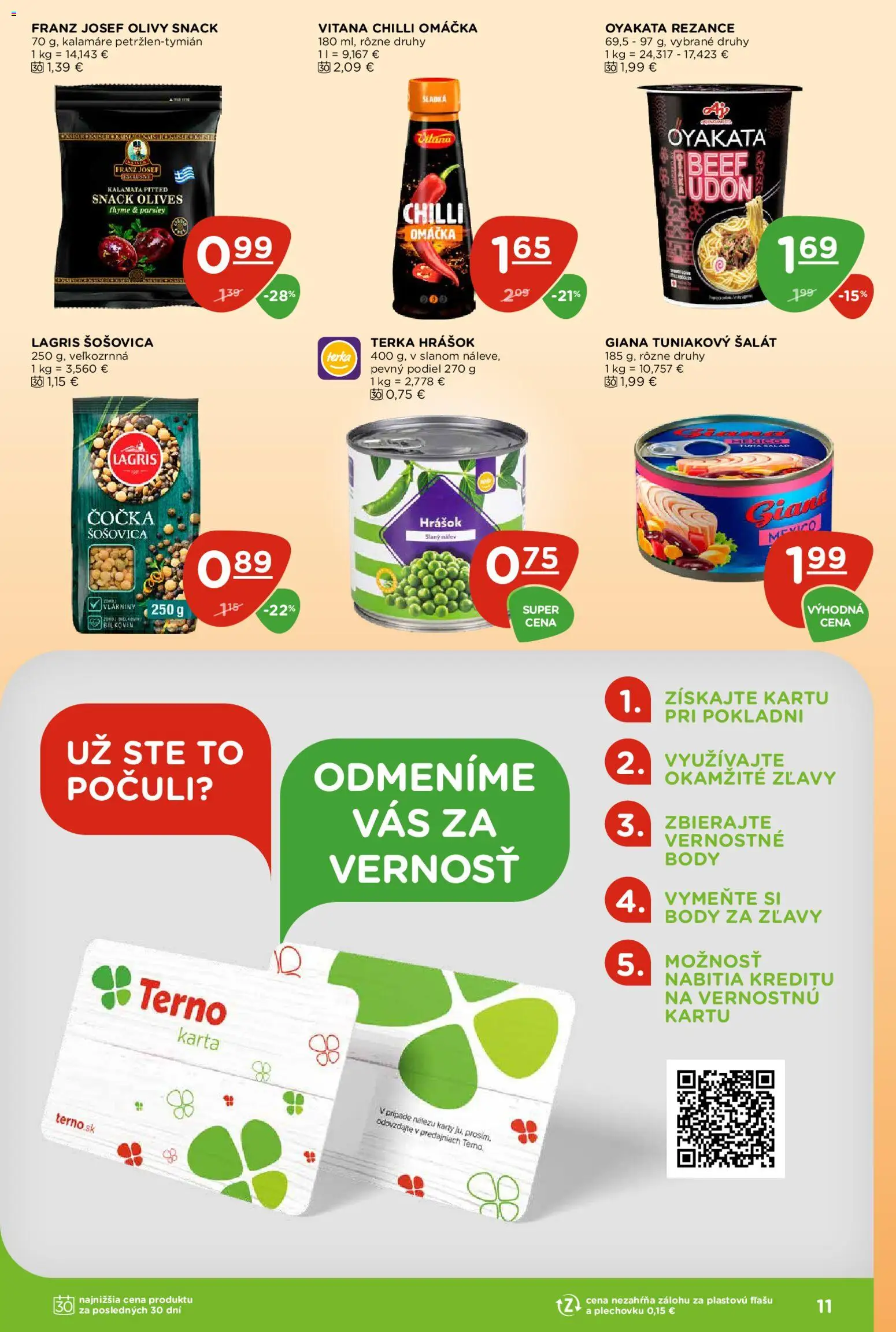 Nové Terno akcie – leták je platný od 02.07.2026 | Strana: 11 | Produkty: Chilli, Hrášok, Šošovica, Omáčka