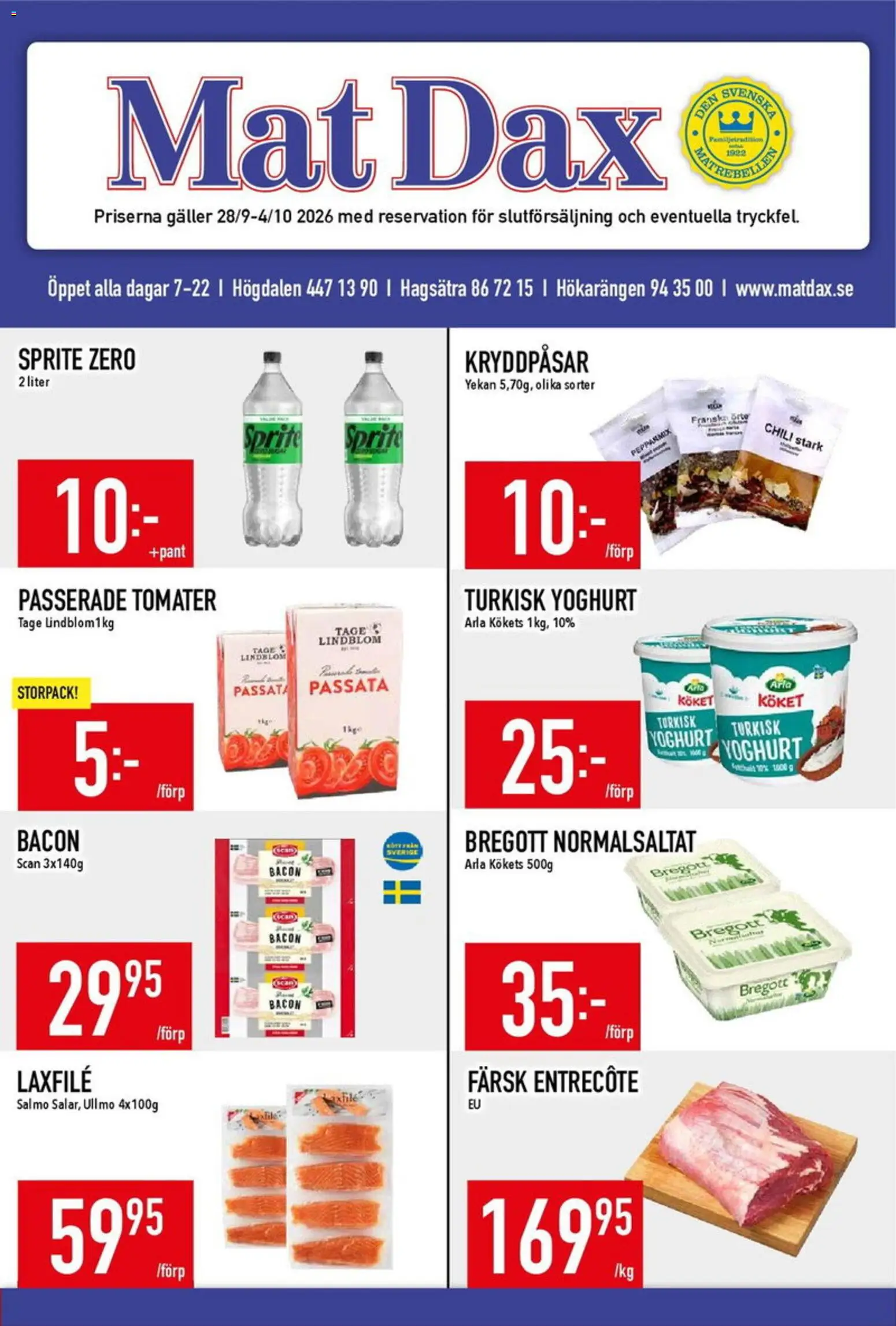 Matdax reklamblad aktuell från 28/09/2026 | Sida: 1
