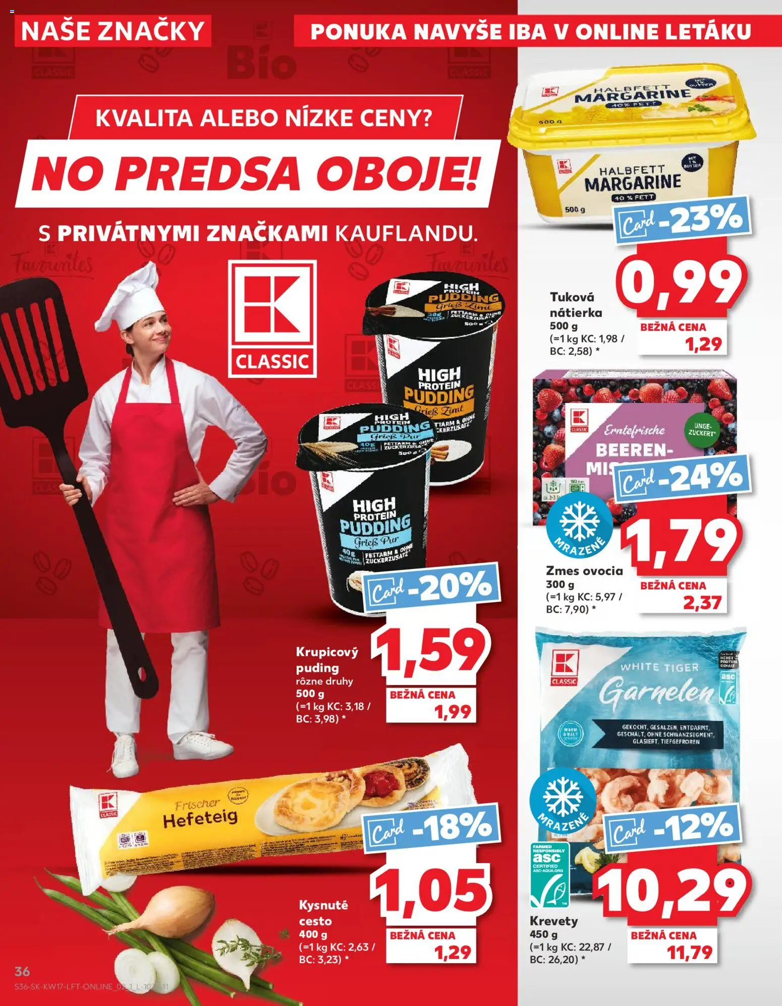 Nové Kaufland akcie – leták je platný od 23.04.2026 | Strana: 36 | Produkty: Krevety, Protein, Puding