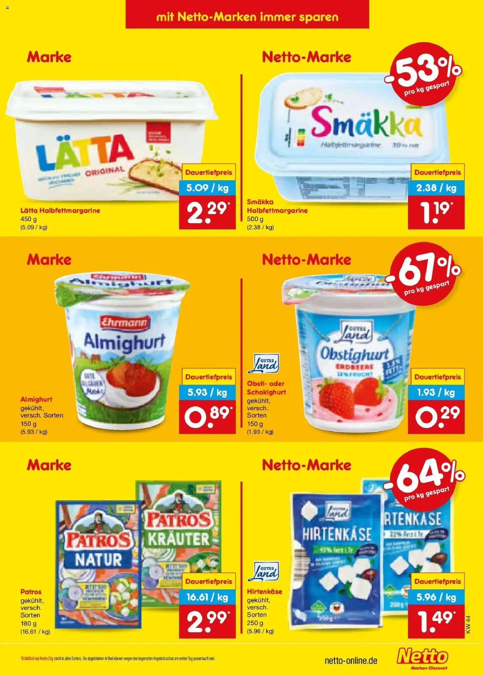 Netto Marken-Discount Prospekt München – gültig ab 26.10.2026 | Seite: 13 | Produkte: Ehrmann almighurt, Patros, Lätta