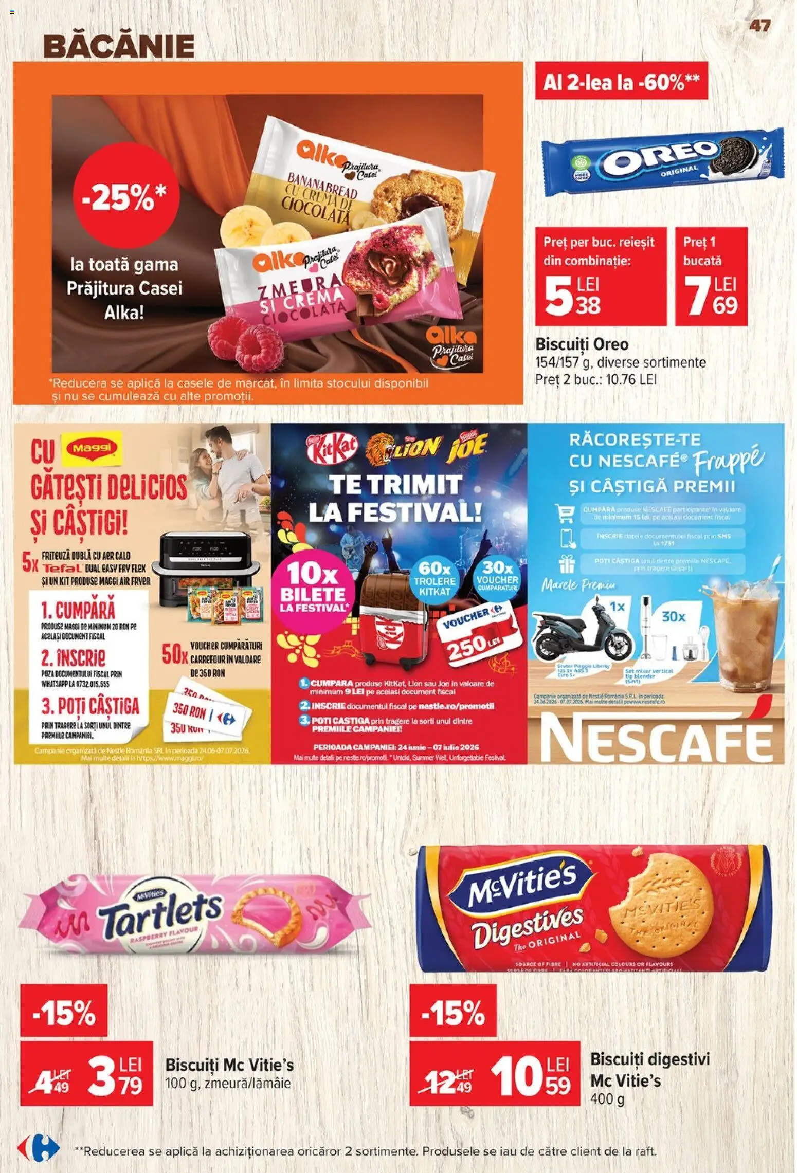 Noul catalog Carrefour – valabil de la 24.06.2026 | Pagină: 47 | Produse: Zmeură, Mixer, Prăjitură, Cremă