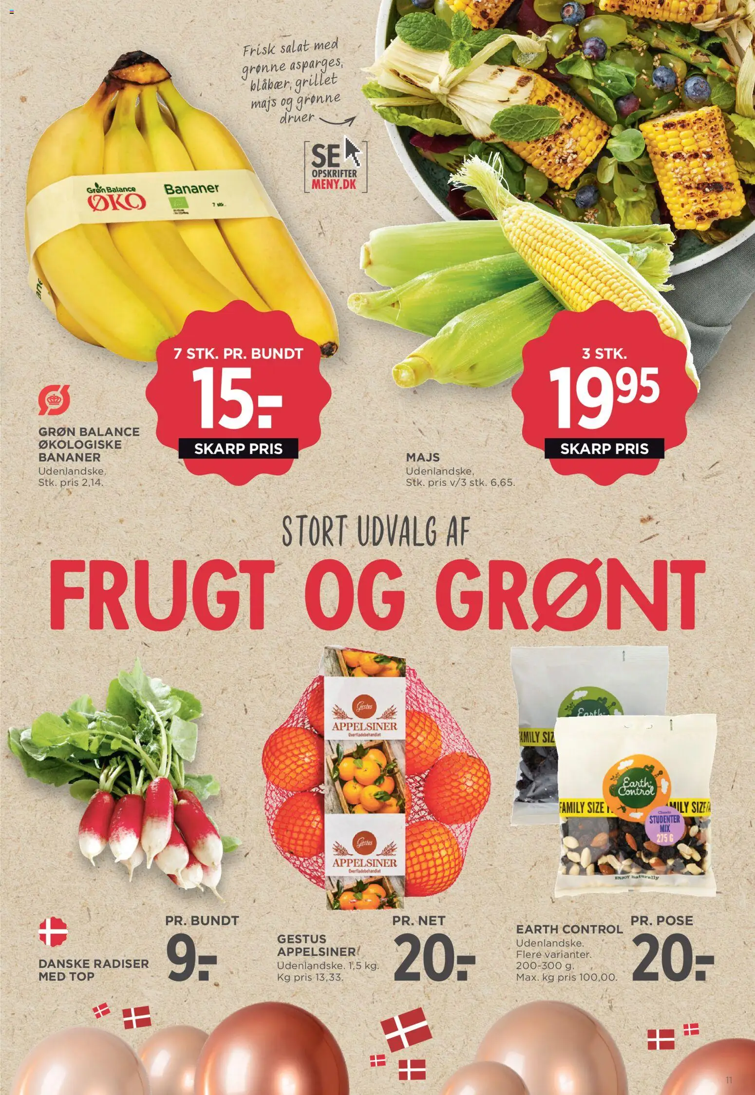 Meny tilbudsavis – gyldig fra 08.05.2026 | Side: 11 | Produkter: Radiser, Appelsiner, Bananer, Majs