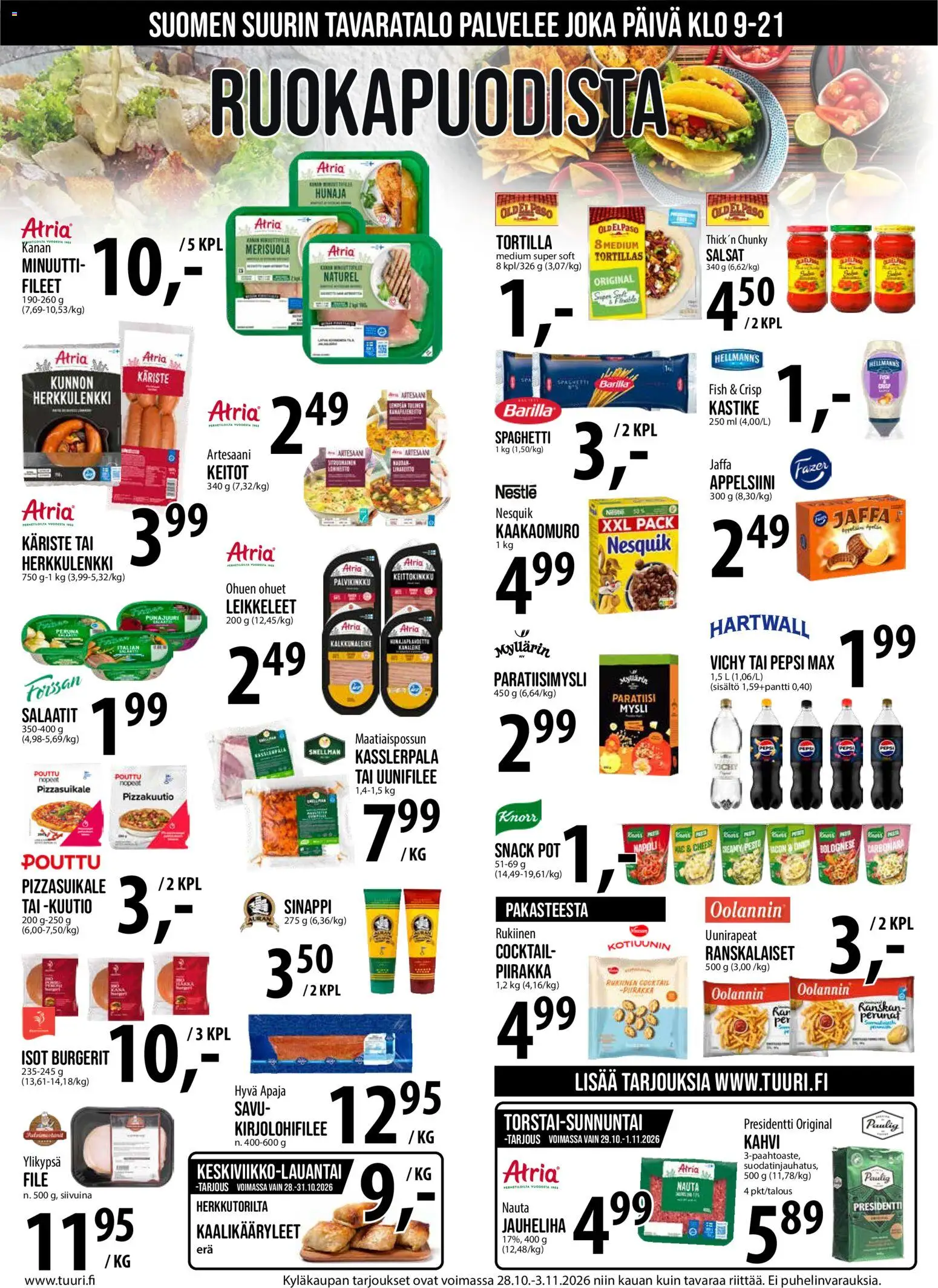Tuuri tarjoukset – voimassa 28/10/2026 alkaen | Sivu: 9 | Tuotteet: Jauheliha, Kahvi, Pesto, Hunaja
