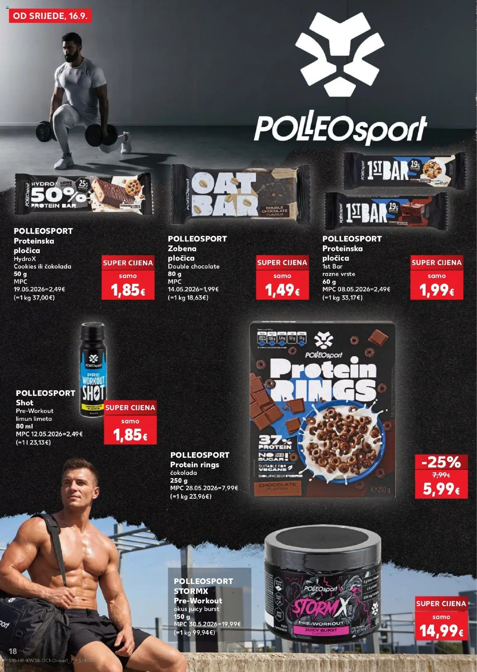 Kaufland HR akciós ujság - amely érvényes a következő dátumtól: 2026.09.16. | Oldal: 18 | Termékek: Protein bar, Protein