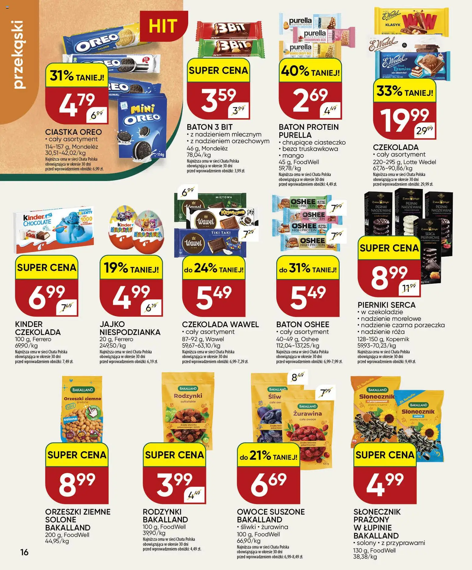Chata Polska gazetka od 24.09.2026 | Strona: 16 | Produkty: Śliwki, Żurawina, Ciastka Oreo, Czekolada