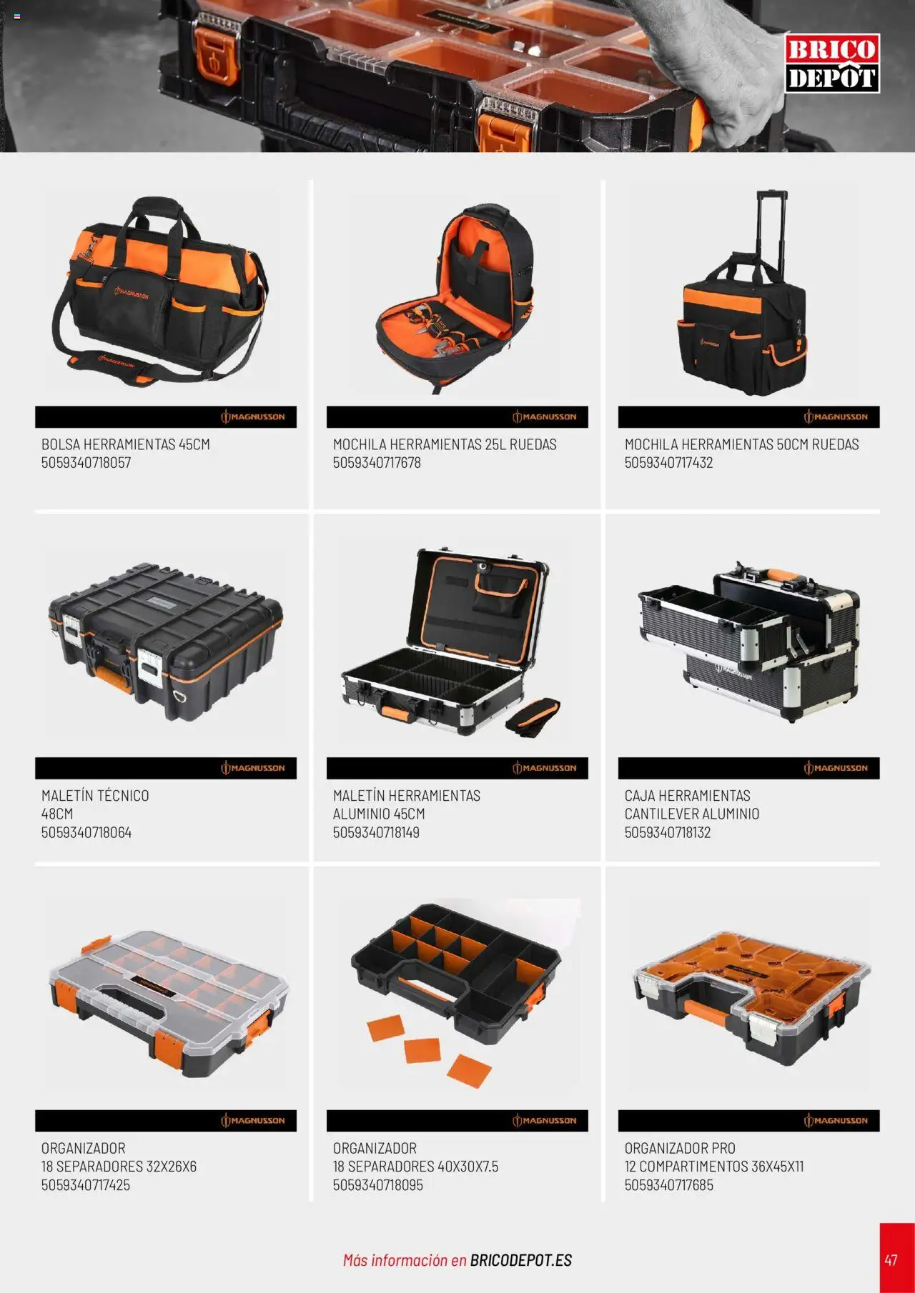 Brico Depôt folleto │ válido desde el 01/04/2025 | Página: 47 | Productos: Mochila, Organizador, Bolsa, Caja