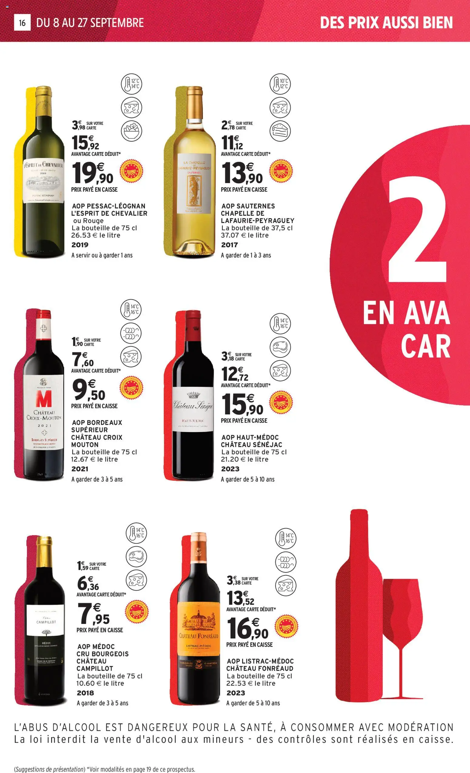 {H1} | Page: 16 | Produits: Plateau, Bordeaux superieur, Bouteille, Vin