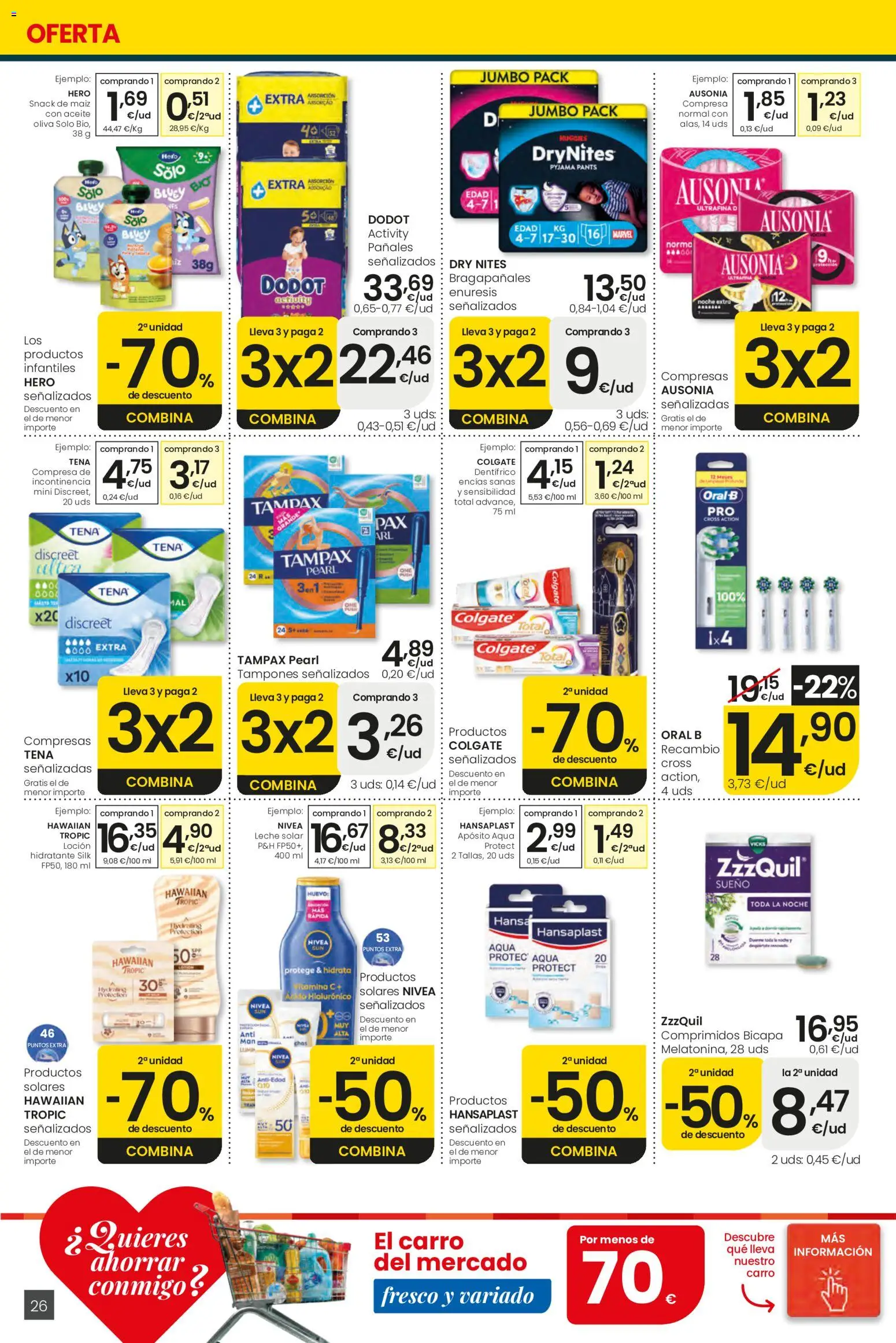 Eroski Ofertones de verano Center │ válido desde el 11.06.2026 | Página: 26 | Productos: Tampones, Leche, Aceite, Γλυφιτζούρι