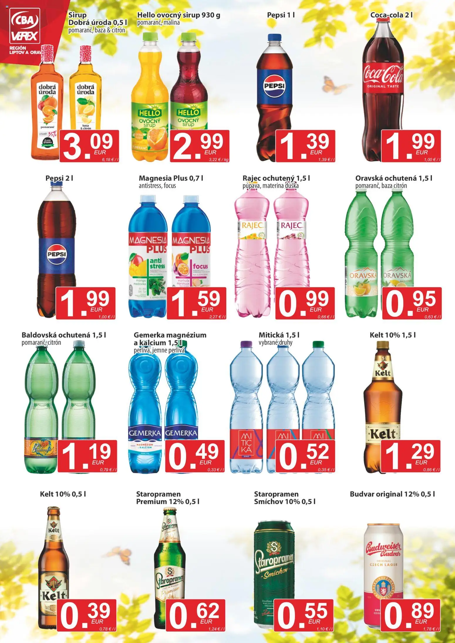 Nové CBA Verex akcie – leták je platný od 18.06.2026 | Strana: 10 | Produkty: Staropramen, Pepsi, Mango, Gemerka