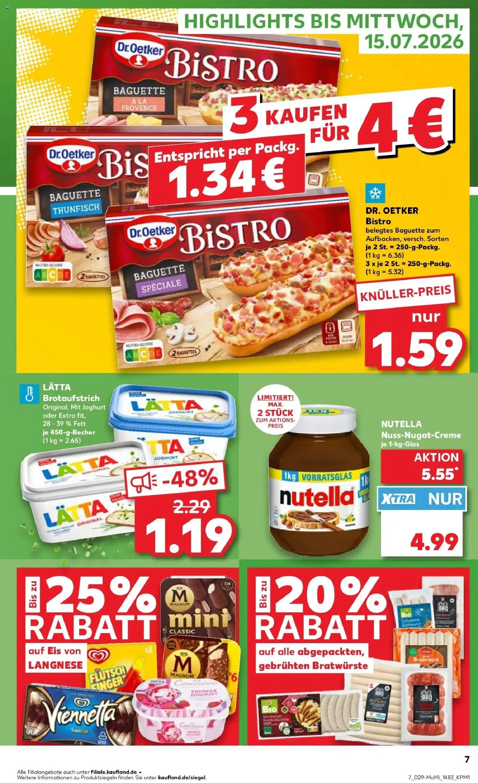 Kaufland Prospekt Oppenheim – gültig ab 13.07.2026 | Seite: 7 | Produkte: Joghurt, Thunfisch, Baguette, Nutella