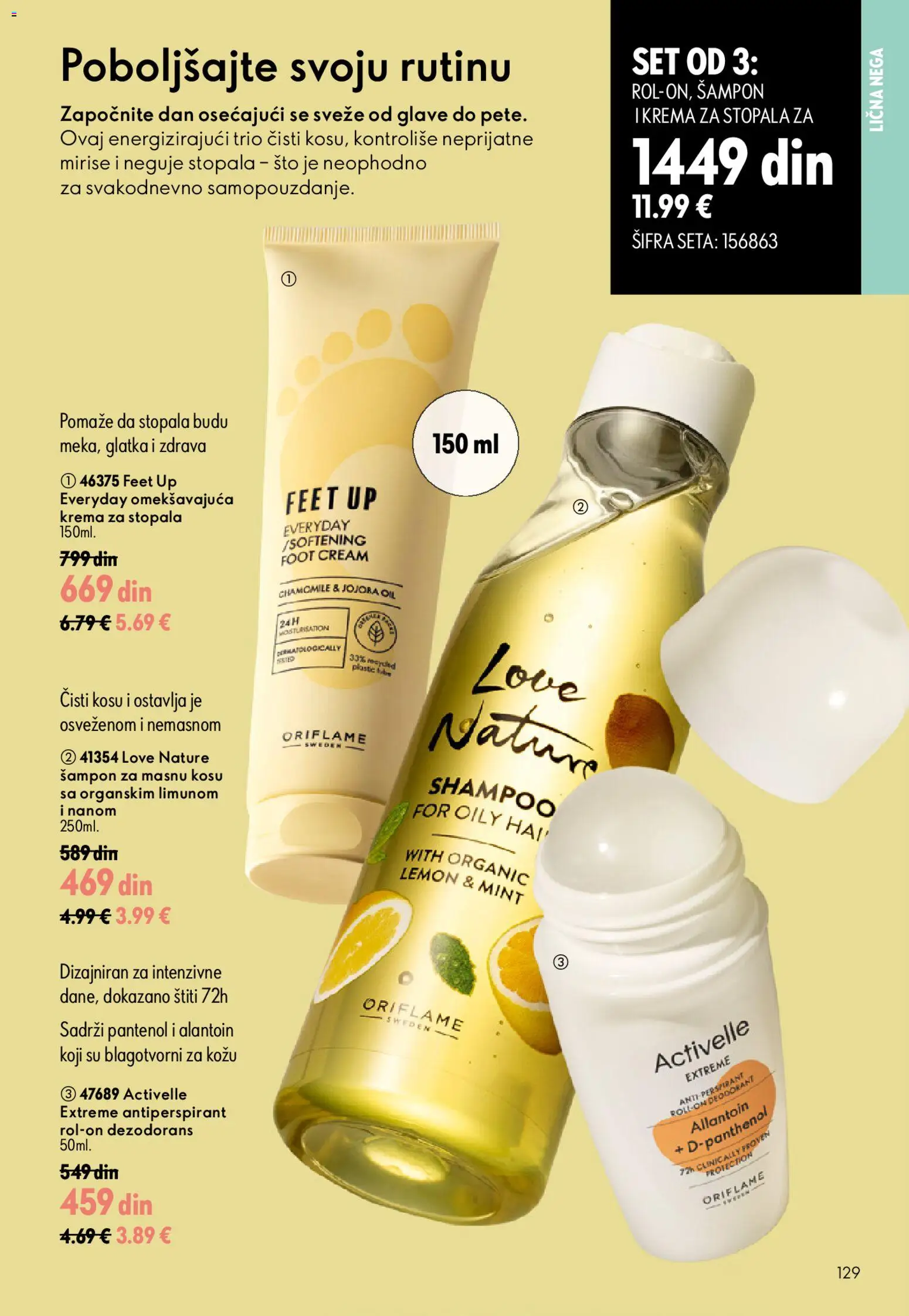Oriflame katalog - važi od 26.08.2026 | Strana: 129 | Proizvode: Sto, Šampon, Krema, Dezodorans