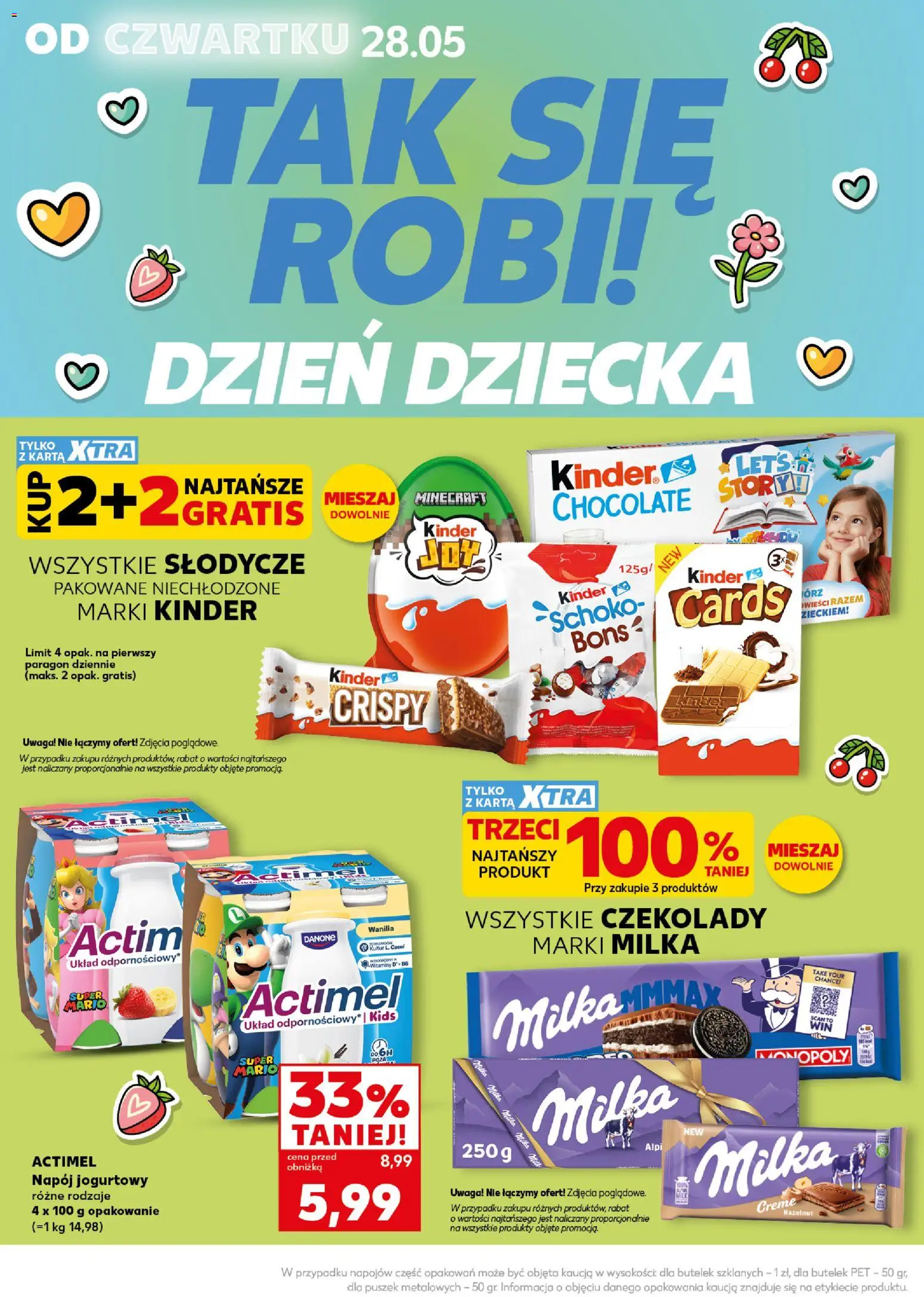 Kaufland Polsko leták - Mocny start od 01.06.2026 | Strana: 4 | Produkty: Milka, Actimel, Kinder