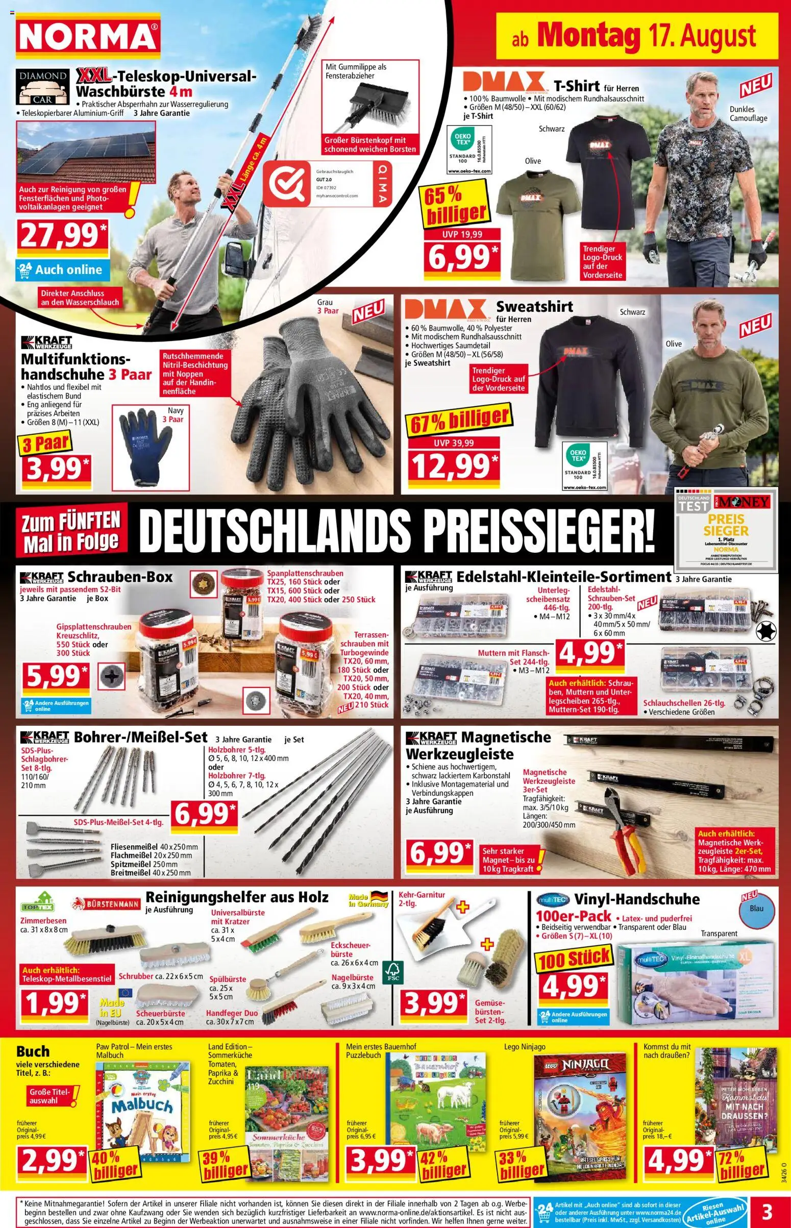 Norma Prospekt – gültig ab 17.08.2026 | Seite: 3 | Produkte: Gemüse, Paprika, Zucchini, Handschuhe