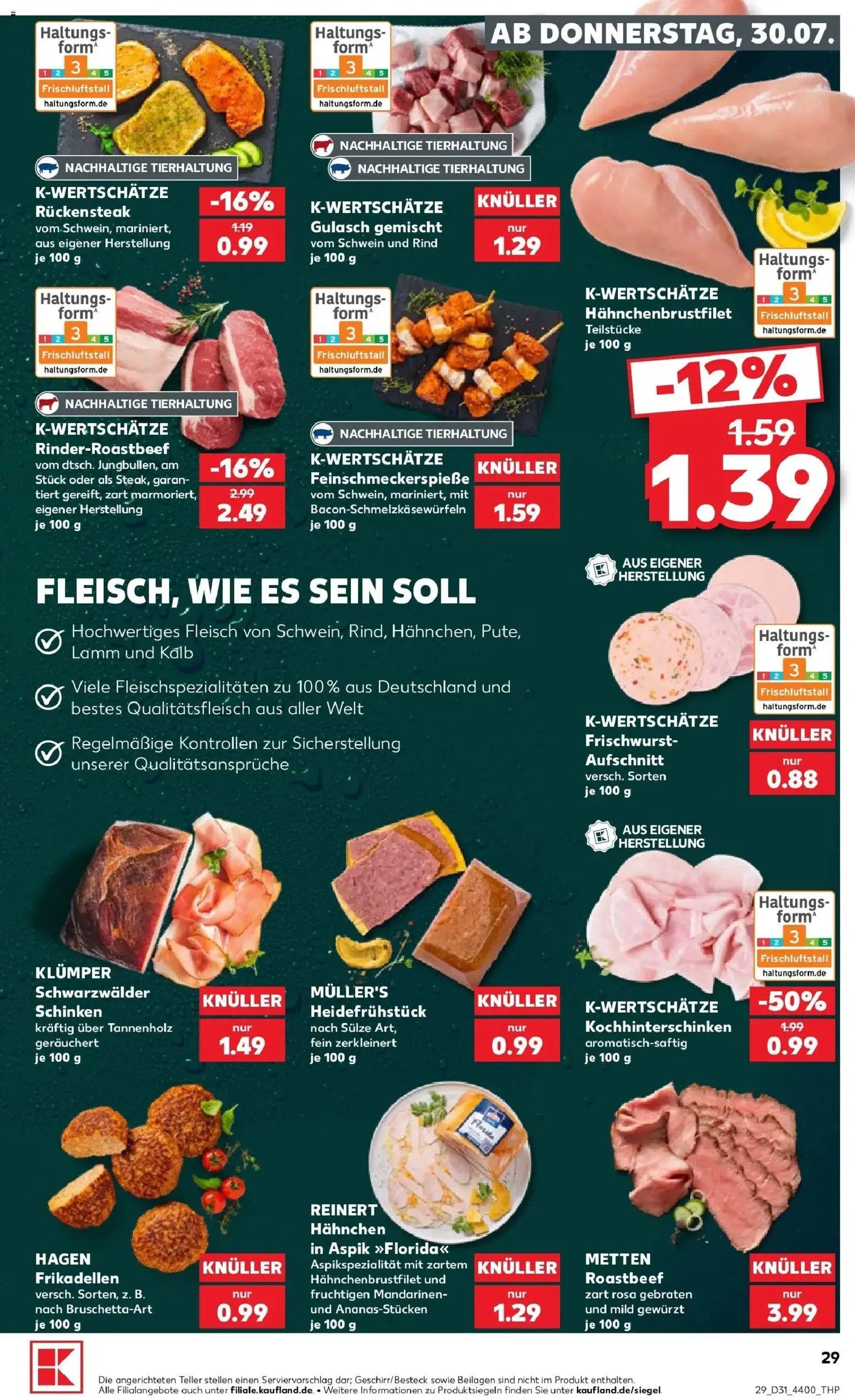 Kaufland Prospekt Dallgow-Döberitz – gültig ab 27.07.2026 | Seite: 38 | Produkte: Hahnchen, Mandarinen, Gulasch, Schinken