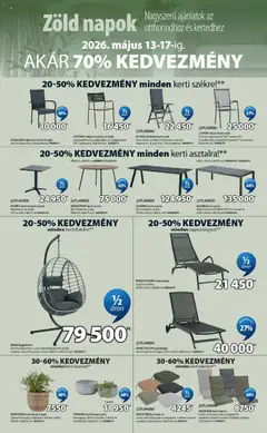 JYSK akciós újság - amely érvényes a következő dátumtól: 13.05.2026 | Oldal: 4 | Termékek: Kerti asztal, Kerti szék, Kosár, Napozóágy