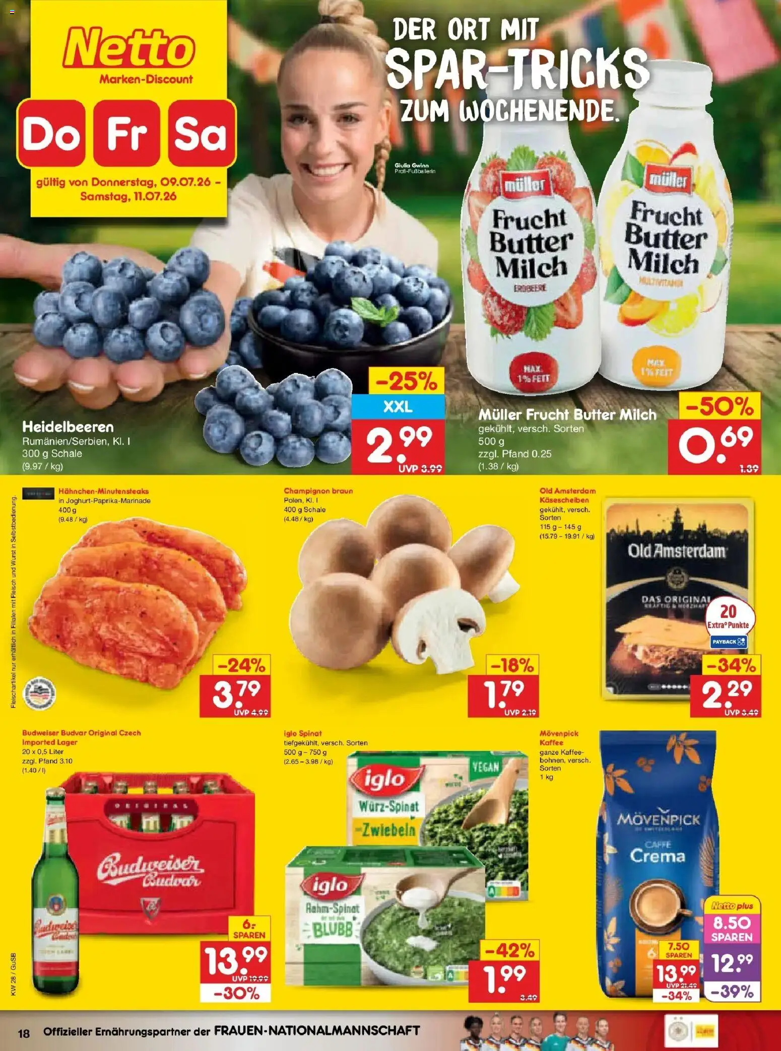 Netto Marken-Discount - Netto: Wochenangebote – gültig ab 05.07.2026 | Seite: 34 | Produkte: Butter, Iglo, Budweiser, Fleisch