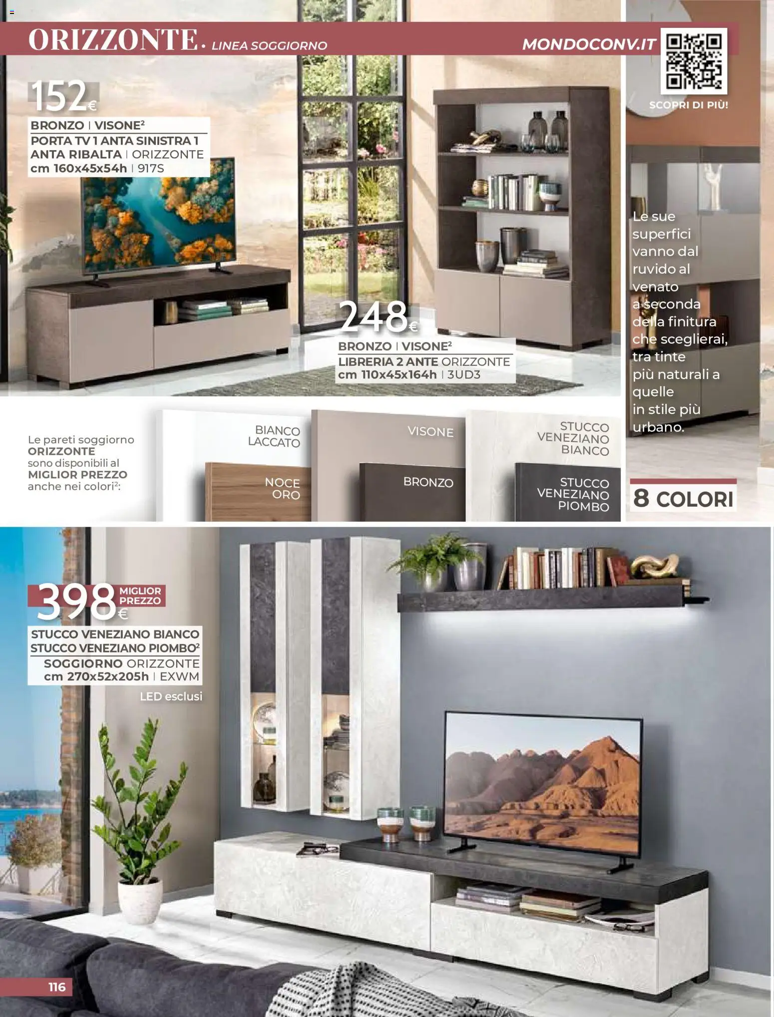Volantino Mondo Convenienza del 01/09/2026 | Pagina: 118 | Prodotti: Porta, TV, Stucco, Libreria