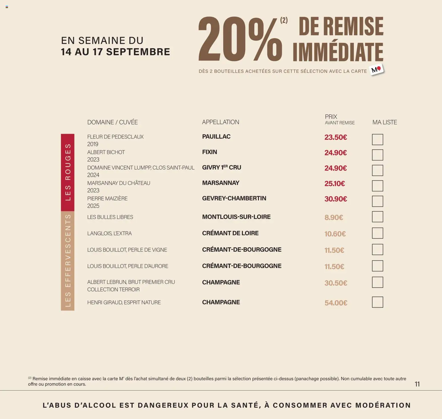 {H1} | Page: 11 | Produits: Crémant de Loire, Champagne, Crémant