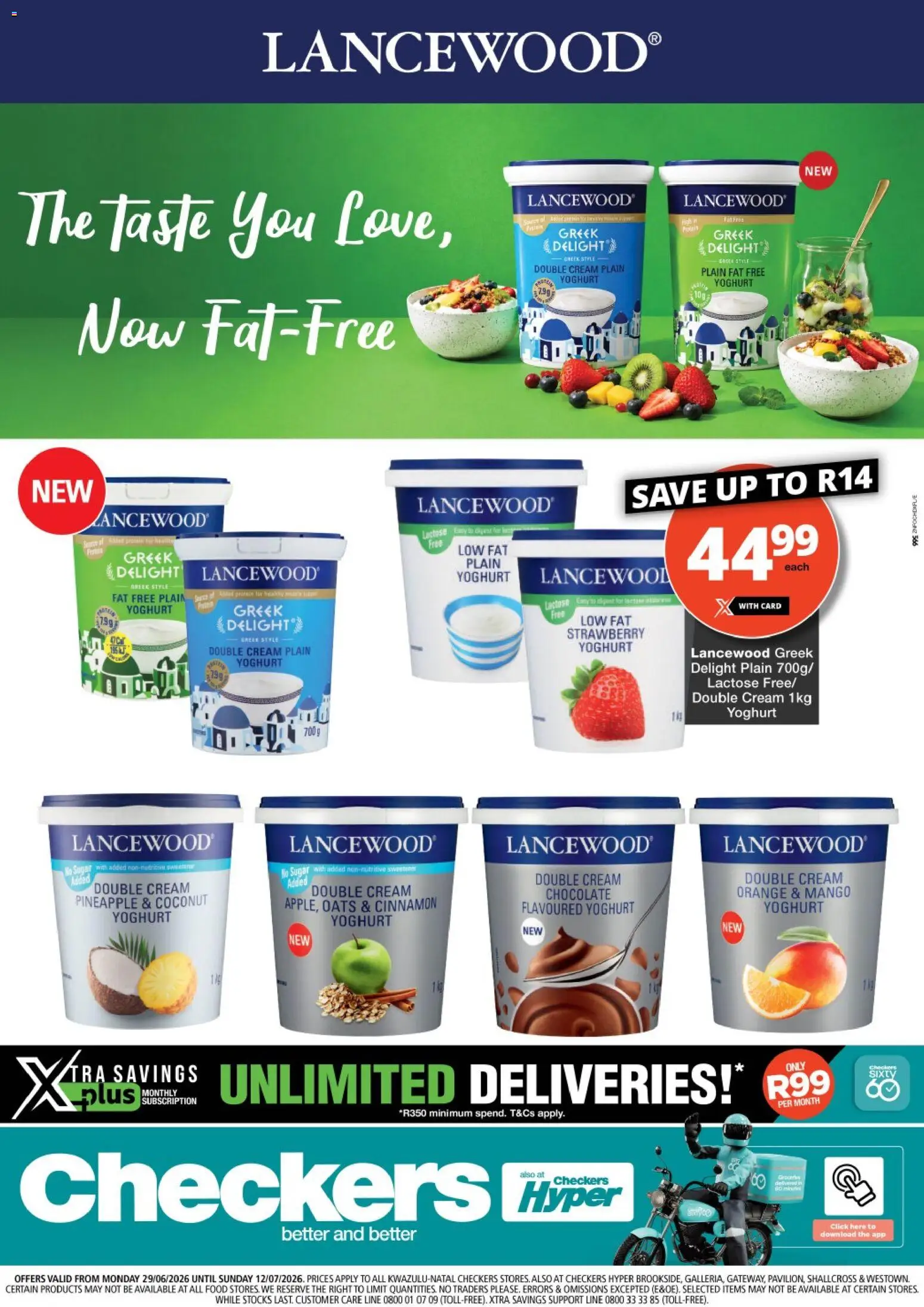 New Checkers catalogue – valid from 29/06/2026 | Page: 1 | Products: Yoghurt, Oats, Sugar, Mango