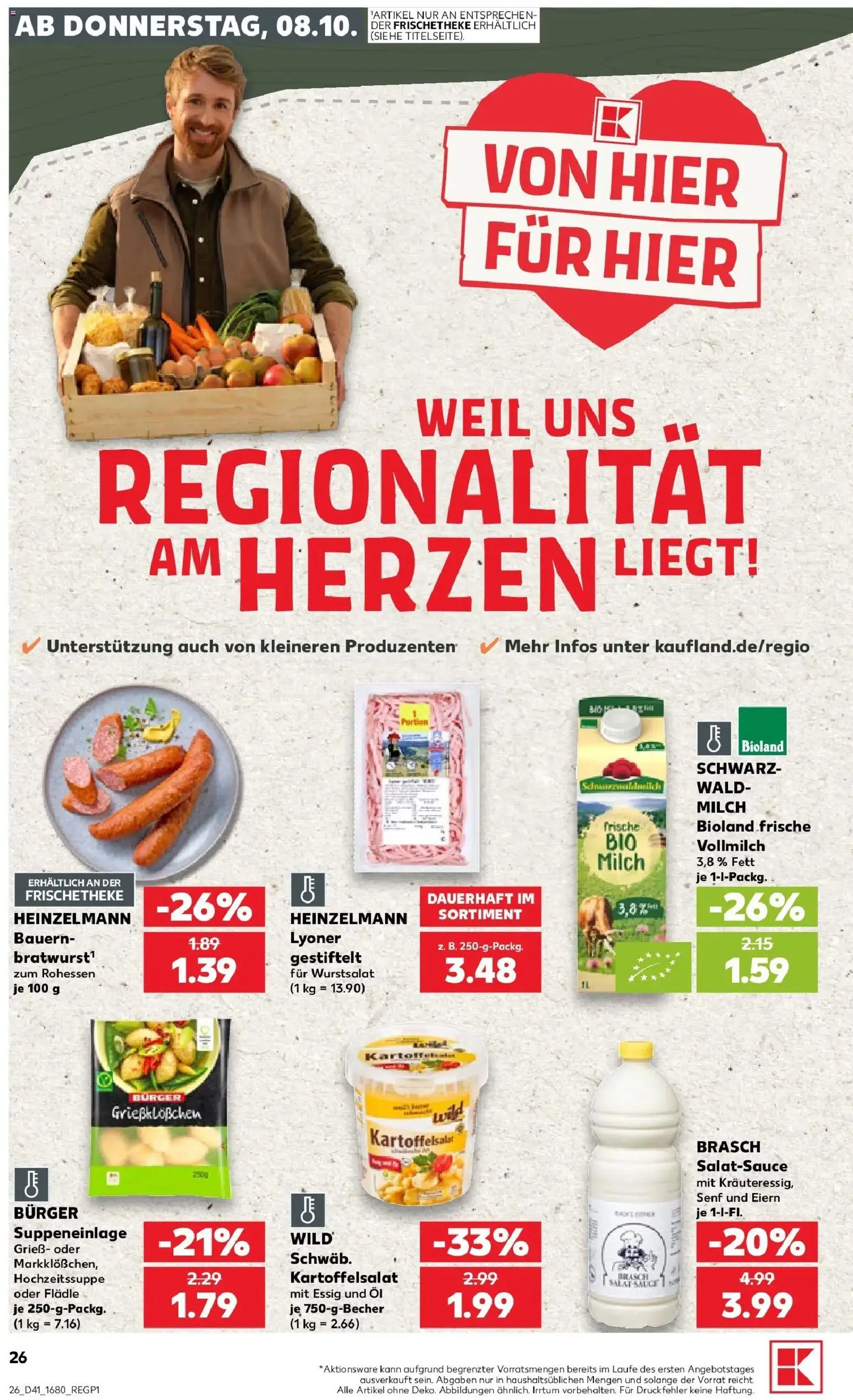 Prospekt Kaufland ab 08.10.2026 » Angebote Online zum Blättern | Seite: 26 | Produkte: Grieß, Milch, Essig, Salat