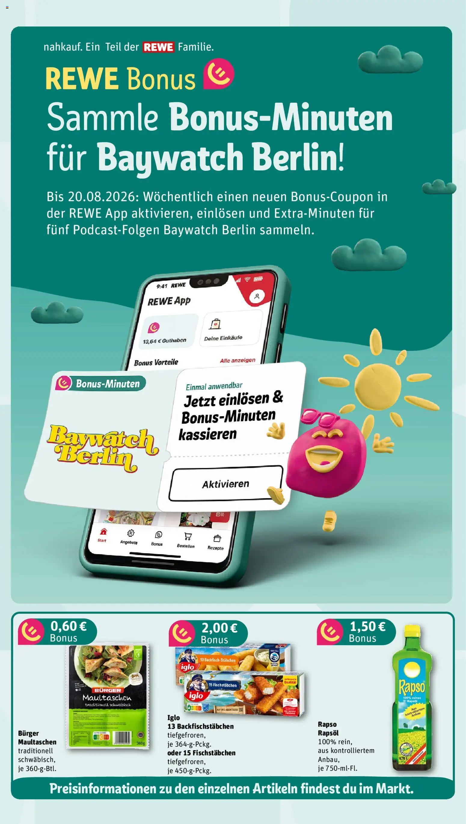 Nahkauf Prospekt – gültig ab 20.07.2026 | Seite: 4 | Produkte: Rapsöl, Iglo, Burger, Maultaschen