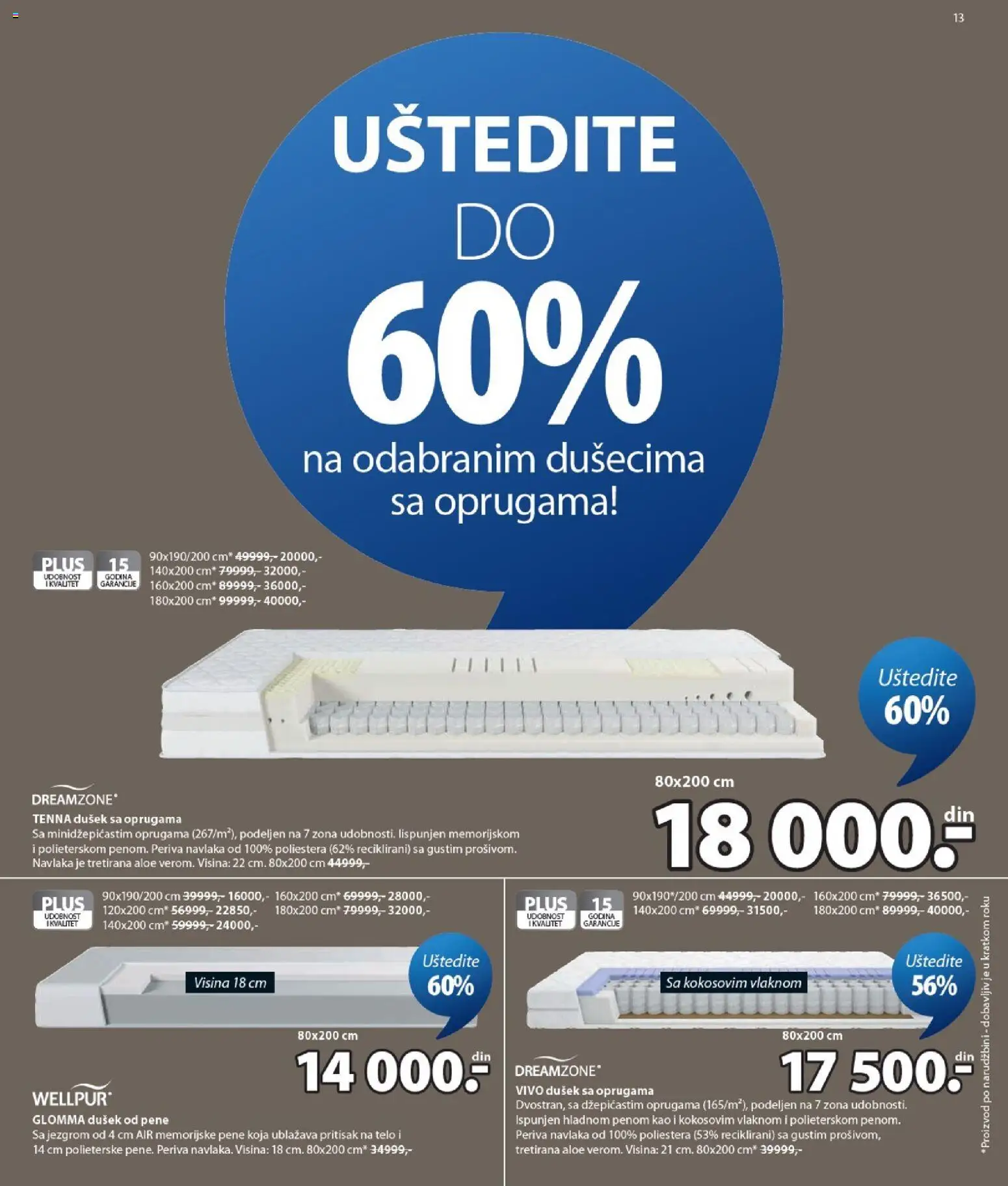 Jysk katalog - važi od 12.08.2026 | Strana: 13 | Proizvode: Dušek, Wellpur