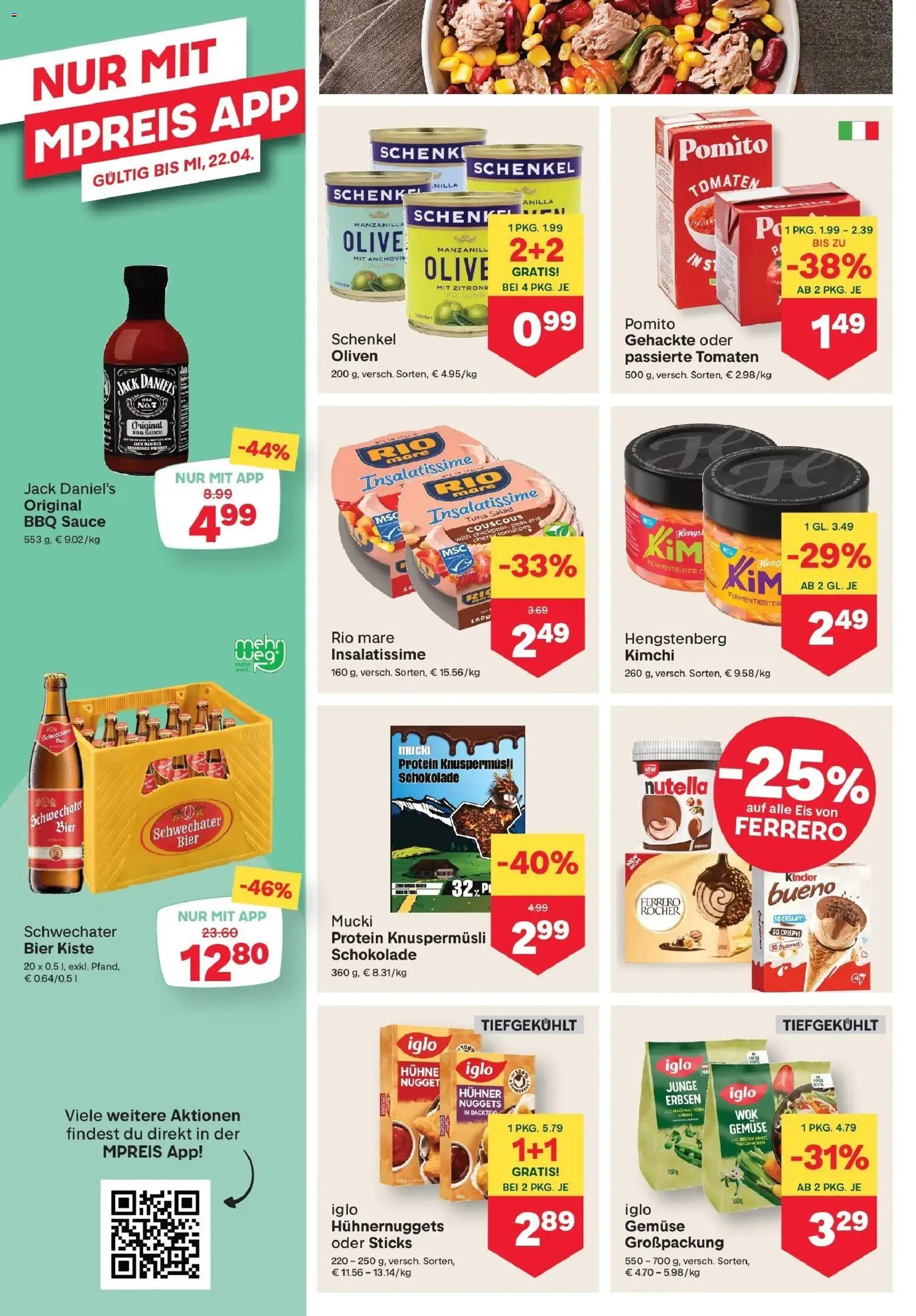 MPREIS Pfunds gültig ab 16.04.2026 | Seite: 8 | Produkte: Eis, Erbsen, Schokolade, Bier